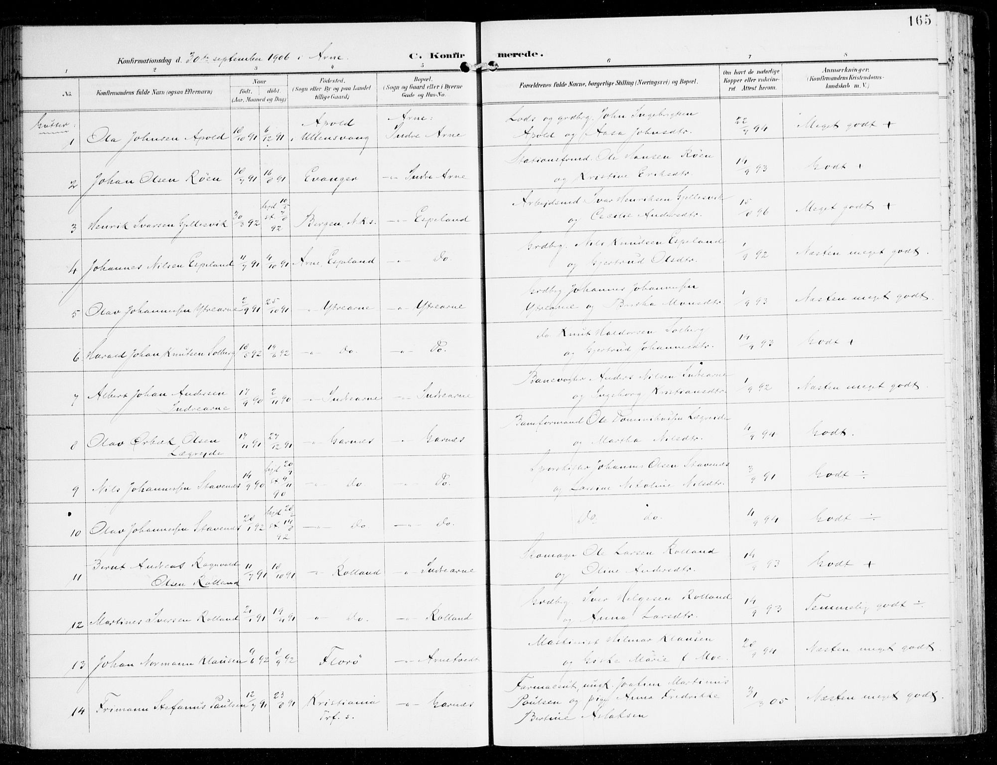 Haus sokneprestembete, AV/SAB-A-75601/H/Haa: Parish register (official) no. D 2, 1899-1912, p. 165