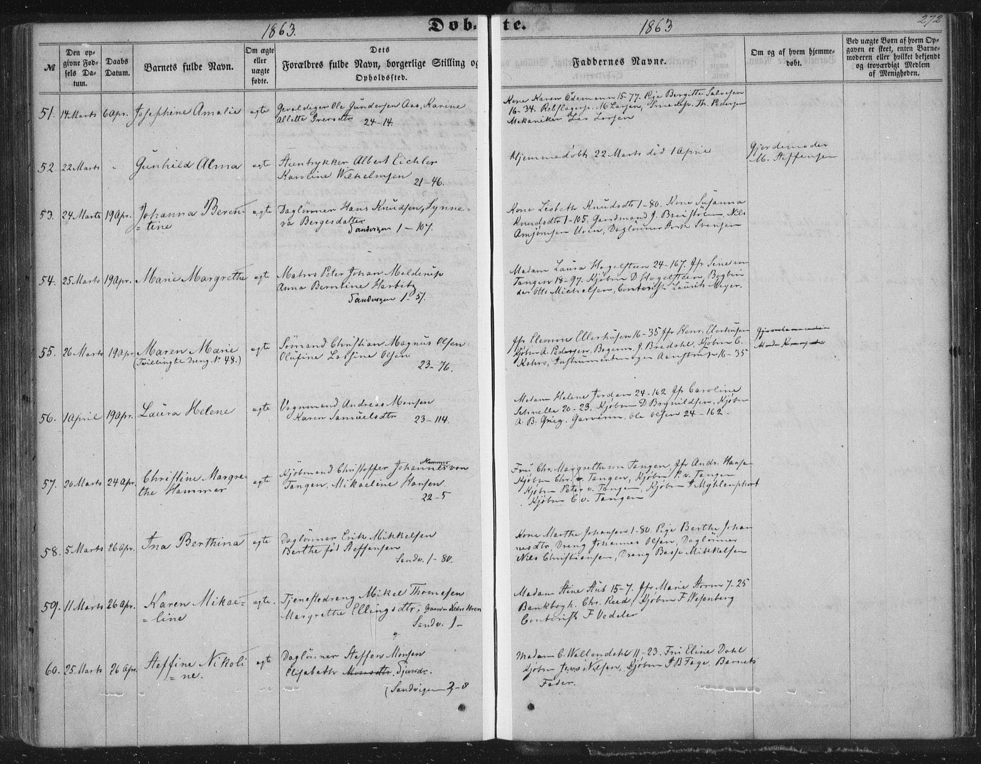 Korskirken sokneprestembete, AV/SAB-A-76101/H/Haa/L0018: Parish register (official) no. B 4, 1857-1866, p. 272