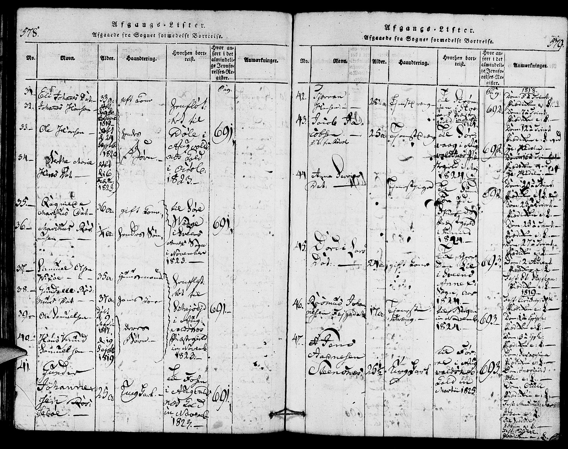 Torvastad sokneprestkontor, SAST/A -101857/H/Ha/Haa/L0004: Parish register (official) no. A 4, 1817-1836, p. 578-579