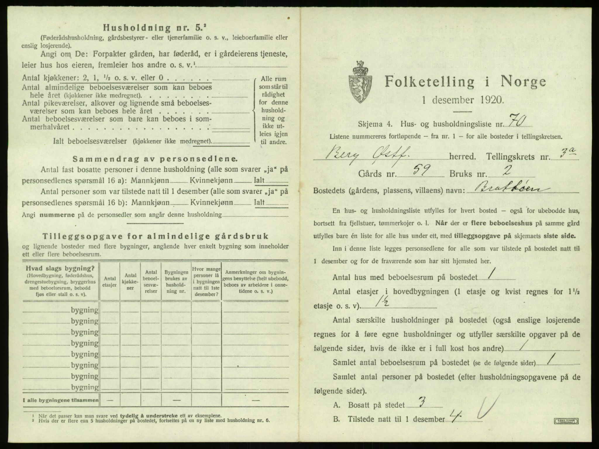 SAO, 1920 census for Berg, 1920, p. 707