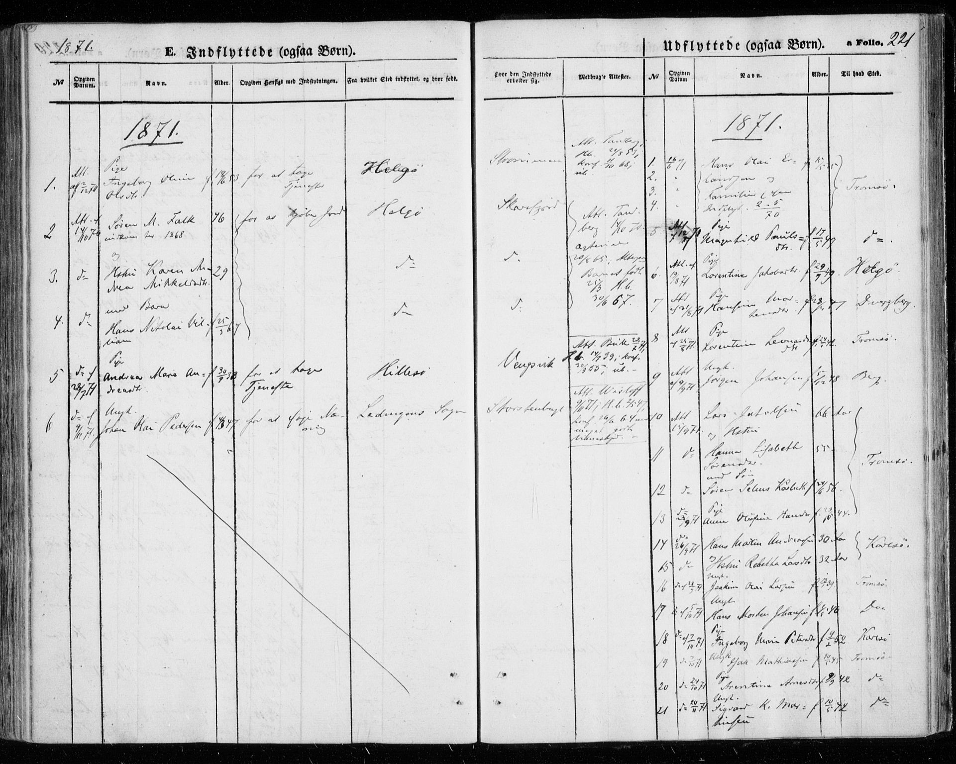 Tromsøysund sokneprestkontor, SATØ/S-1304/G/Ga/L0002kirke: Parish register (official) no. 2, 1867-1875, p. 221