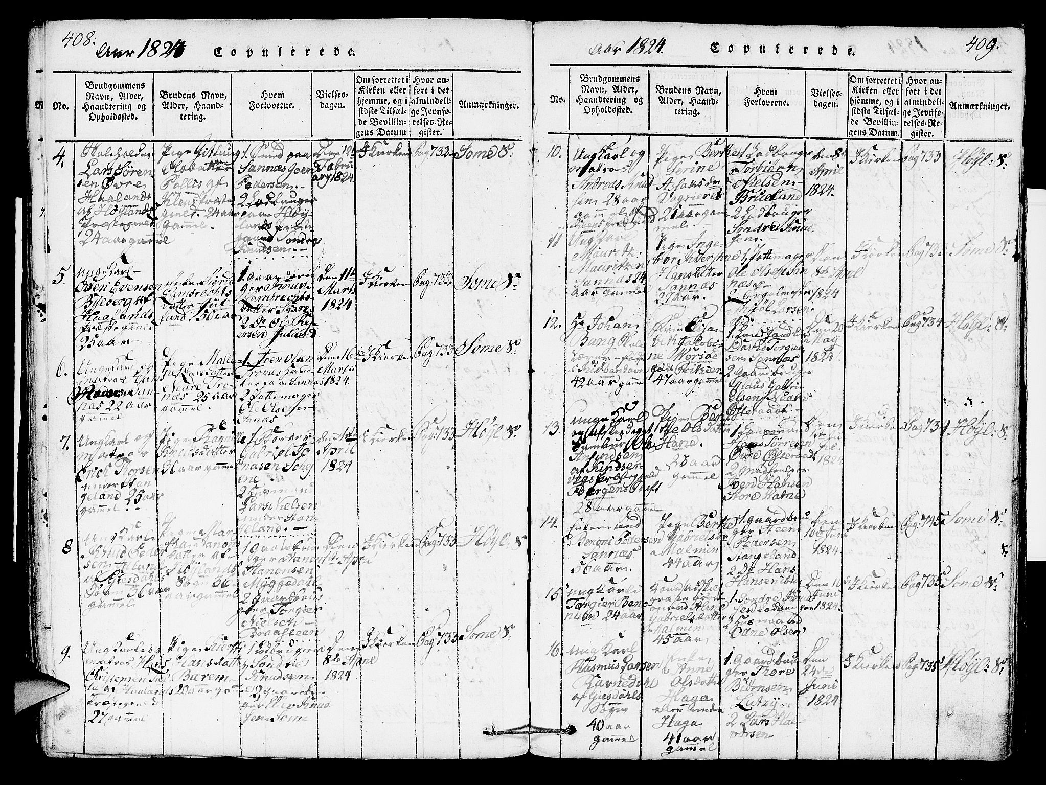 Høyland sokneprestkontor, SAST/A-101799/001/30BA/L0006: Parish register (official) no. A 6, 1815-1825, p. 408-409