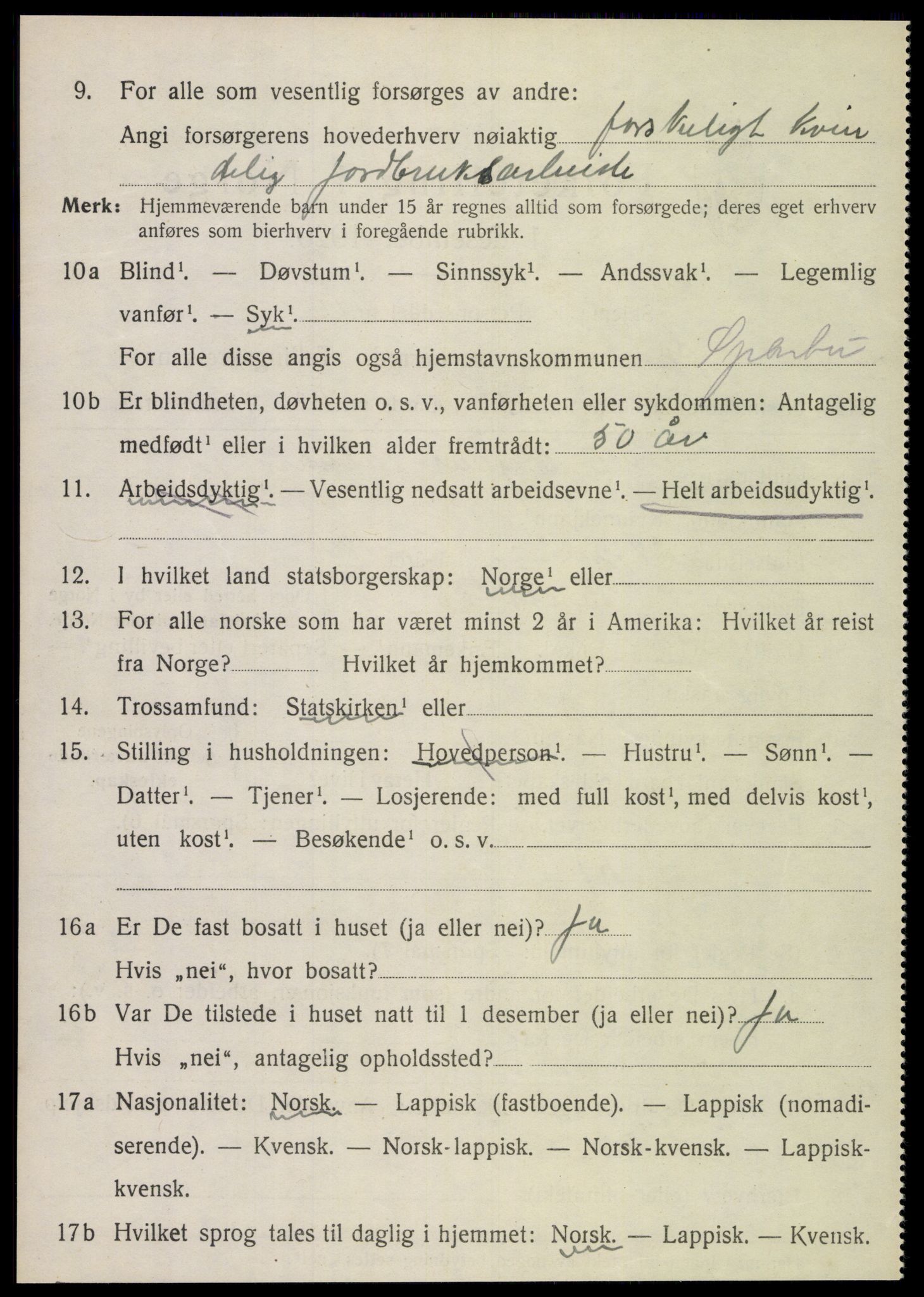 SAT, 1920 census for Sparbu, 1920, p. 4832