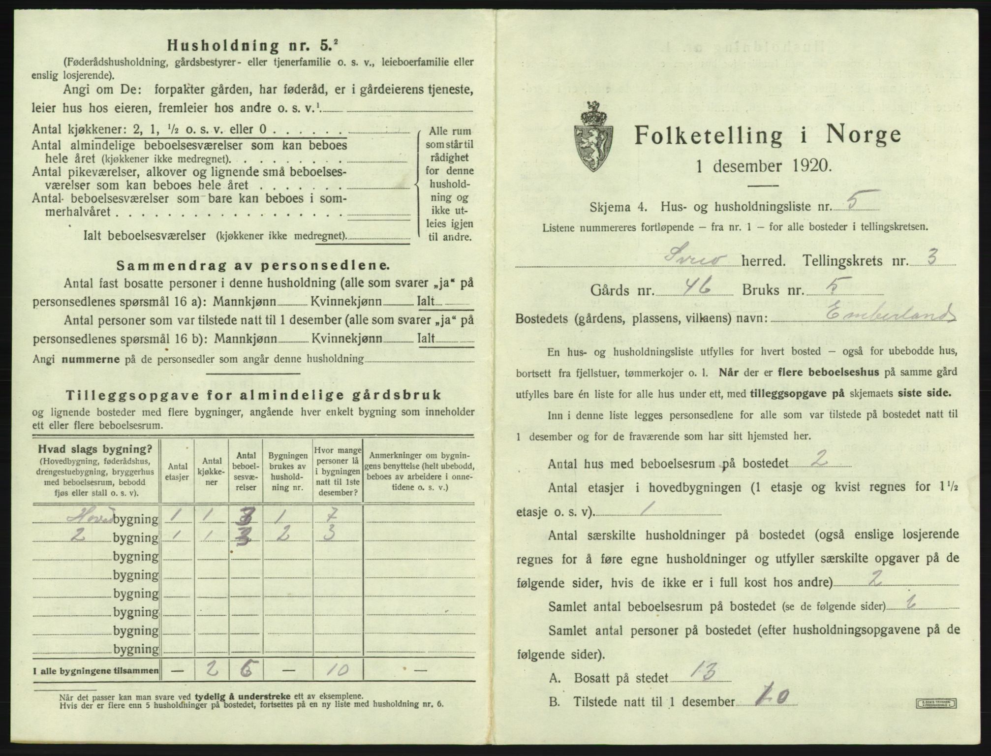 SAB, 1920 census for Sveio, 1920, p. 164