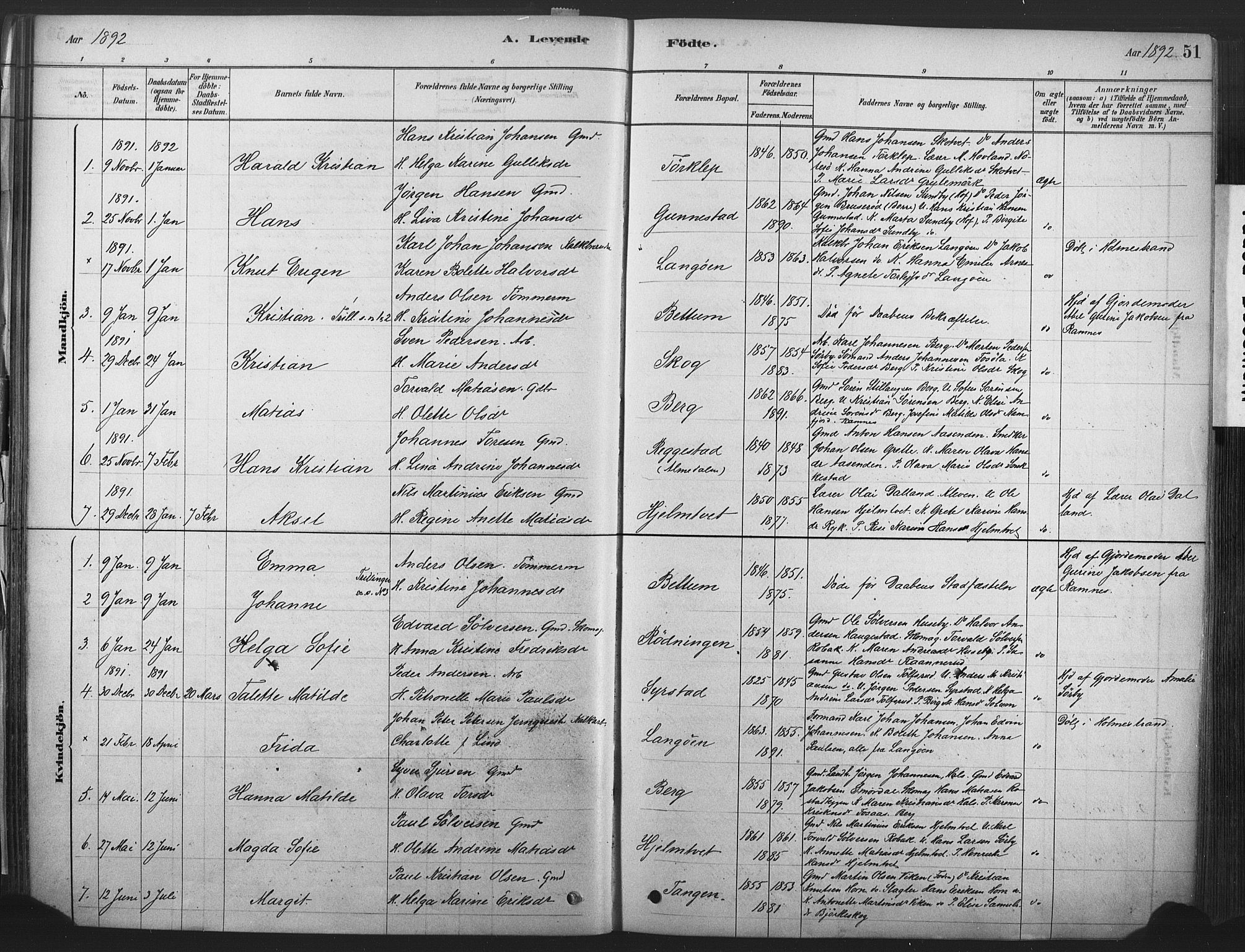 Våle kirkebøker, SAKO/A-334/F/Fa/L0011: Parish register (official) no. I 11, 1878-1906, p. 51