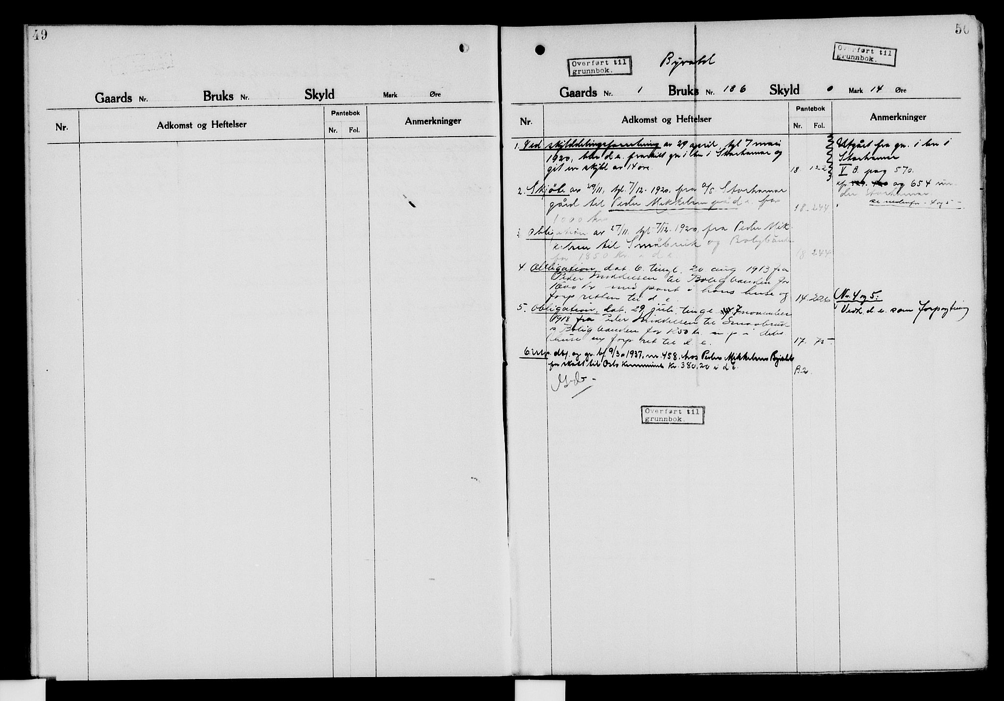 Nord-Hedmark sorenskriveri, SAH/TING-012/H/Ha/Had/Hade/L0006: Mortgage register no. 4.6, 1920-1940, p. 49-50