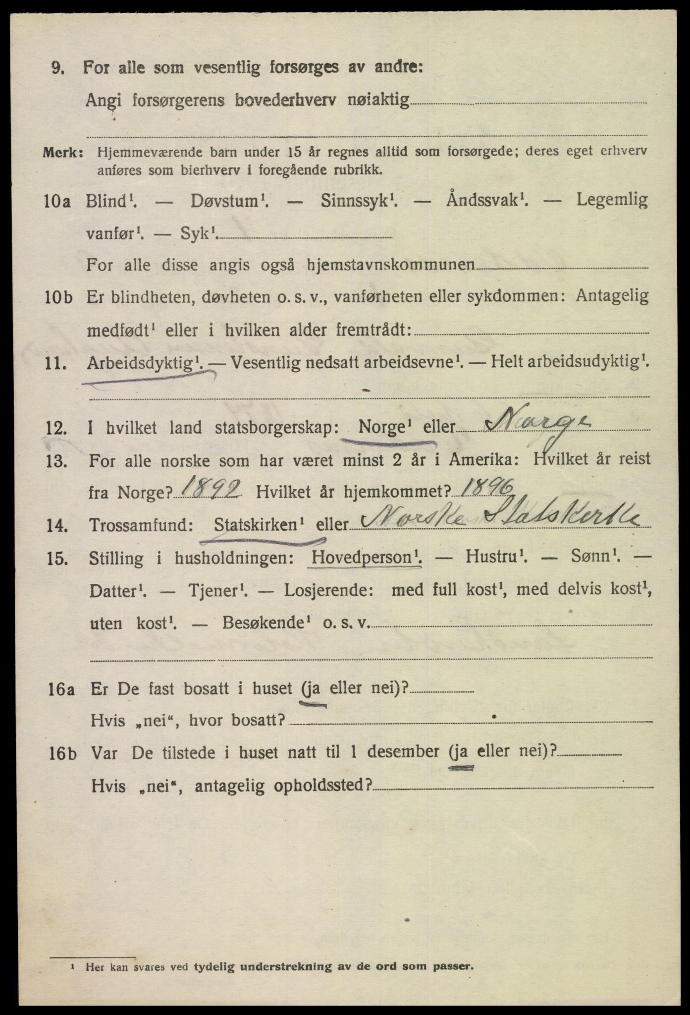 SAK, 1920 census for Oddernes, 1920, p. 6050