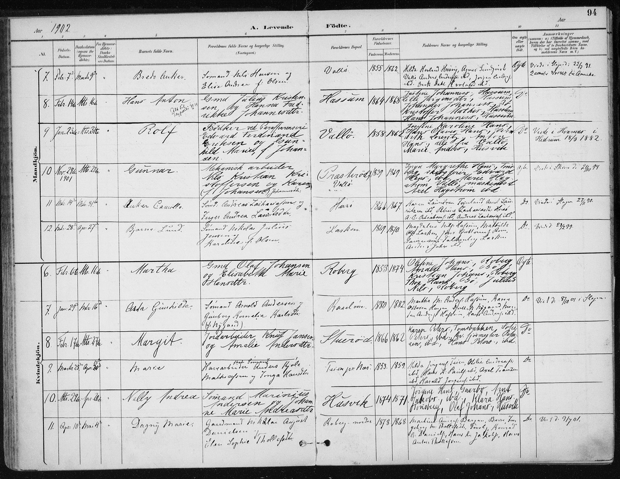 Sem kirkebøker, AV/SAKO-A-5/F/Fb/L0005: Parish register (official) no. II 5, 1892-1904, p. 94