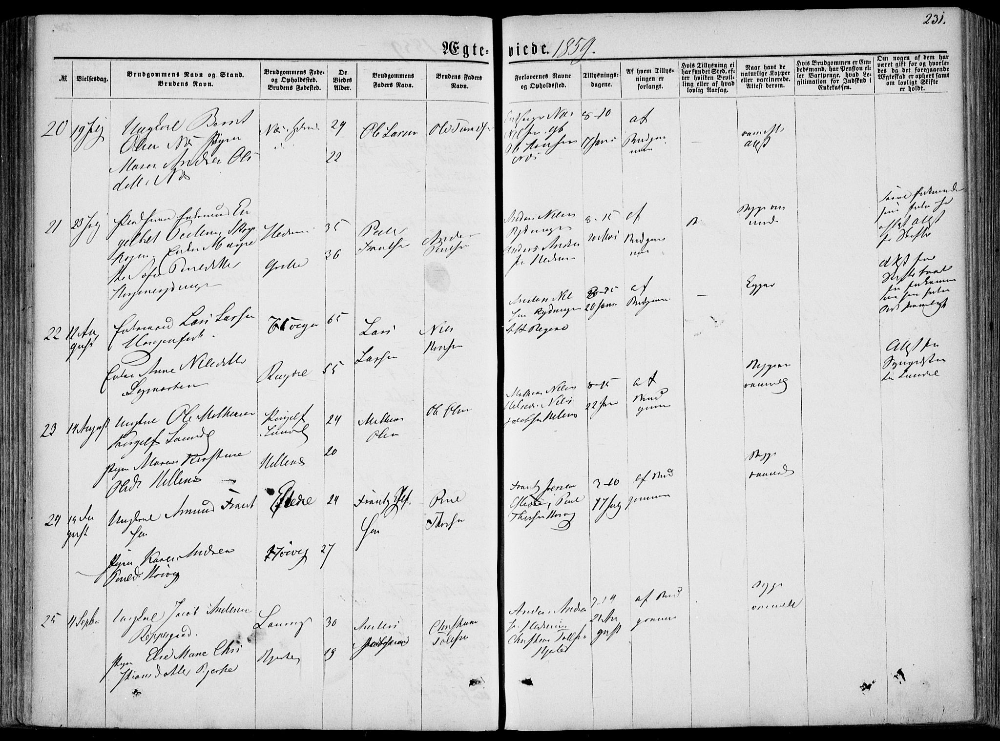 Hedrum kirkebøker, AV/SAKO-A-344/F/Fa/L0007: Parish register (official) no. I 7, 1857-1868, p. 231