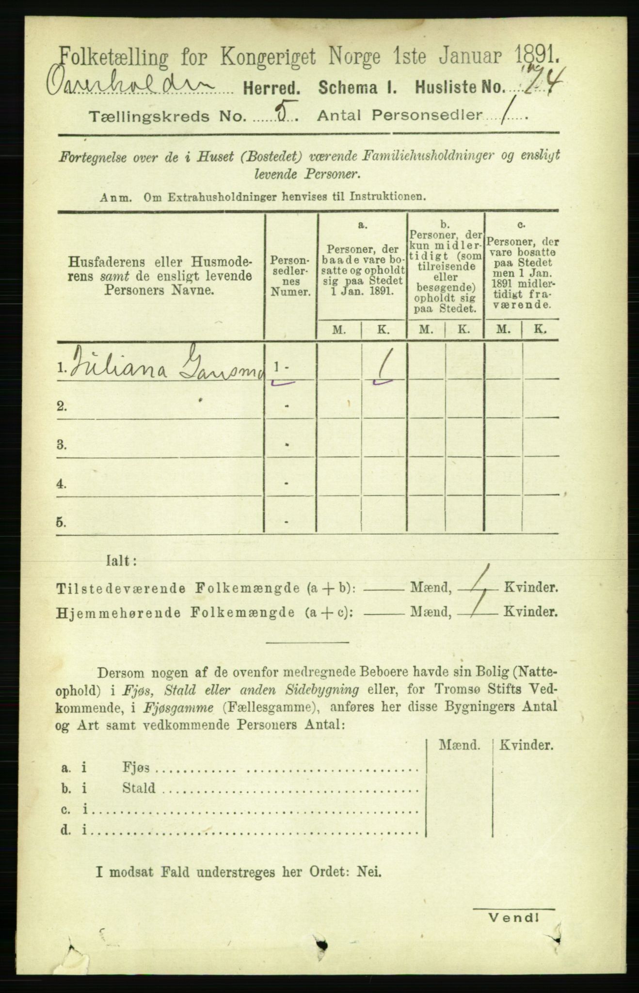 RA, 1891 census for 1744 Overhalla, 1891, p. 1668