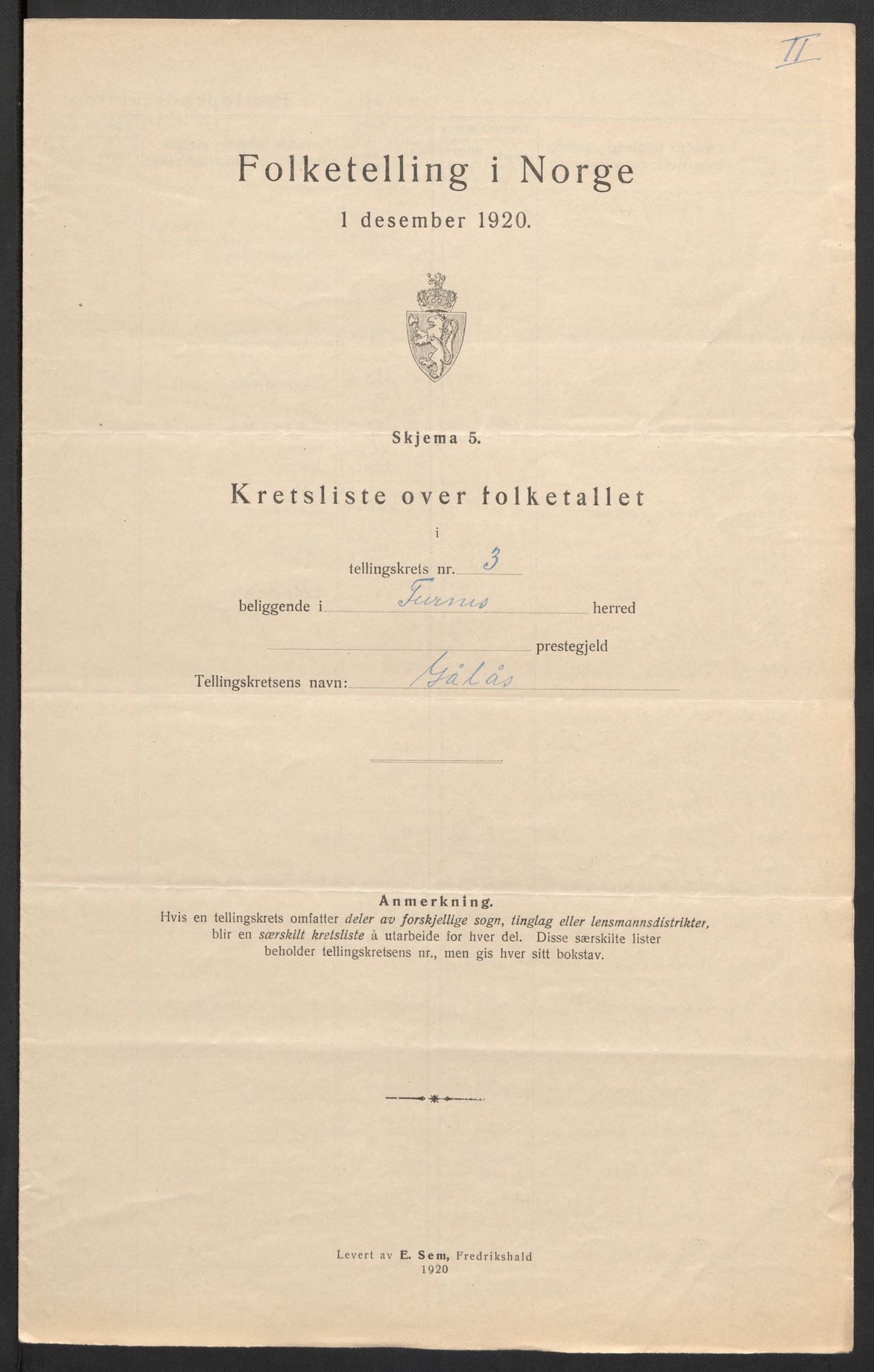 SAH, 1920 census for Furnes, 1920, p. 19