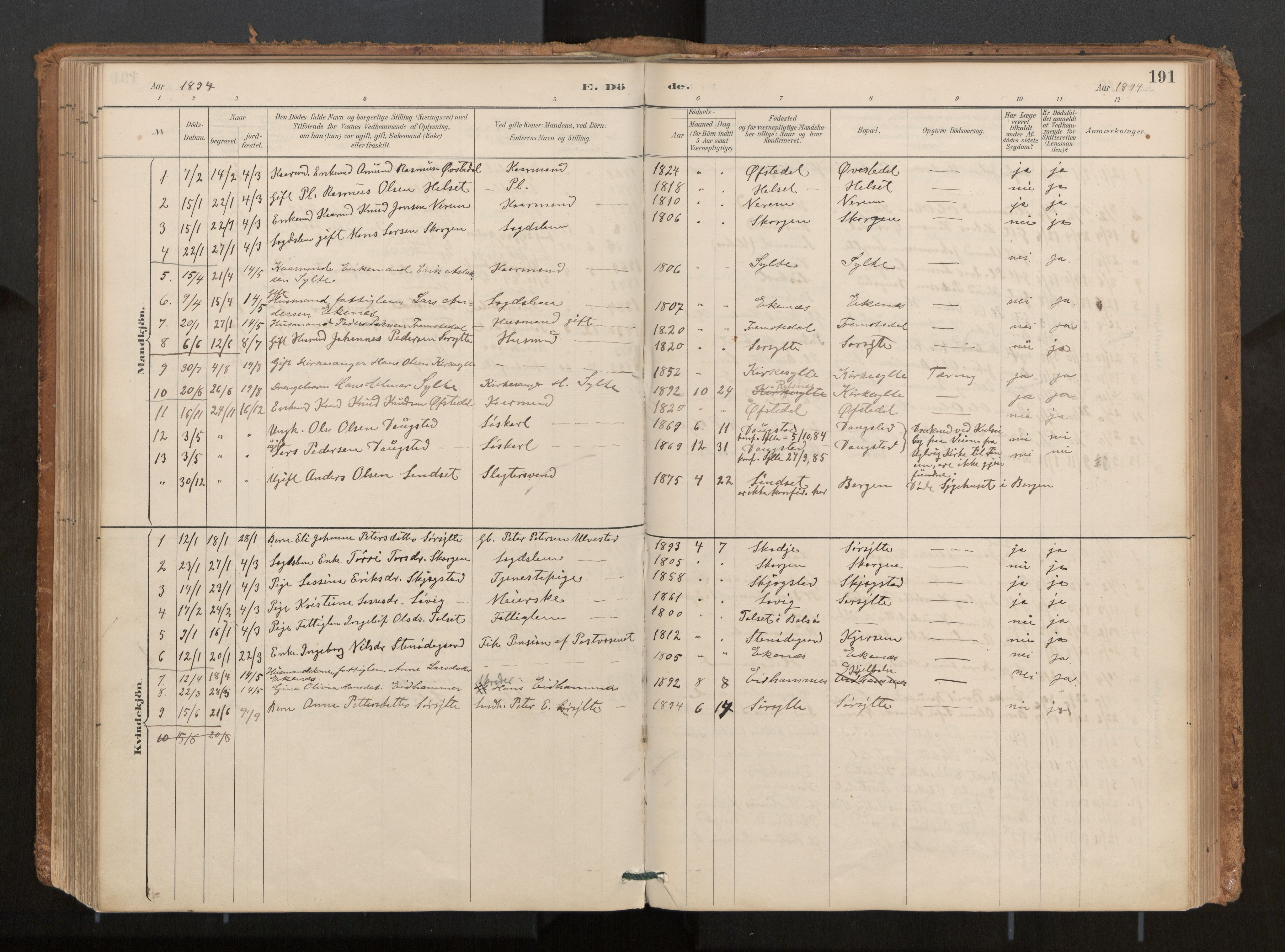 Ministerialprotokoller, klokkerbøker og fødselsregistre - Møre og Romsdal, AV/SAT-A-1454/541/L0545a: Parish register (official) no. 541A03, 1887-1912, p. 191