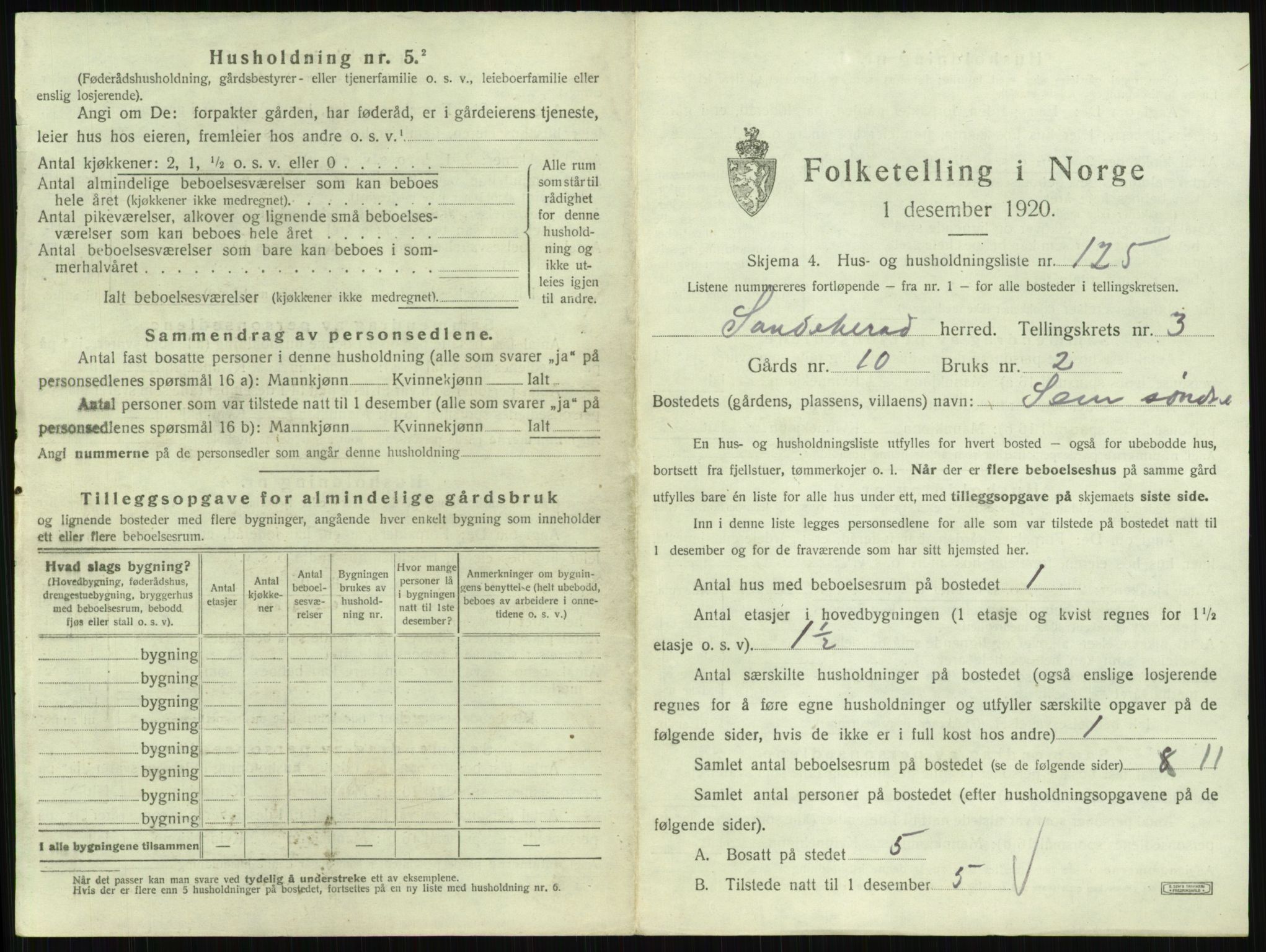 SAKO, 1920 census for Sandeherred, 1920, p. 631