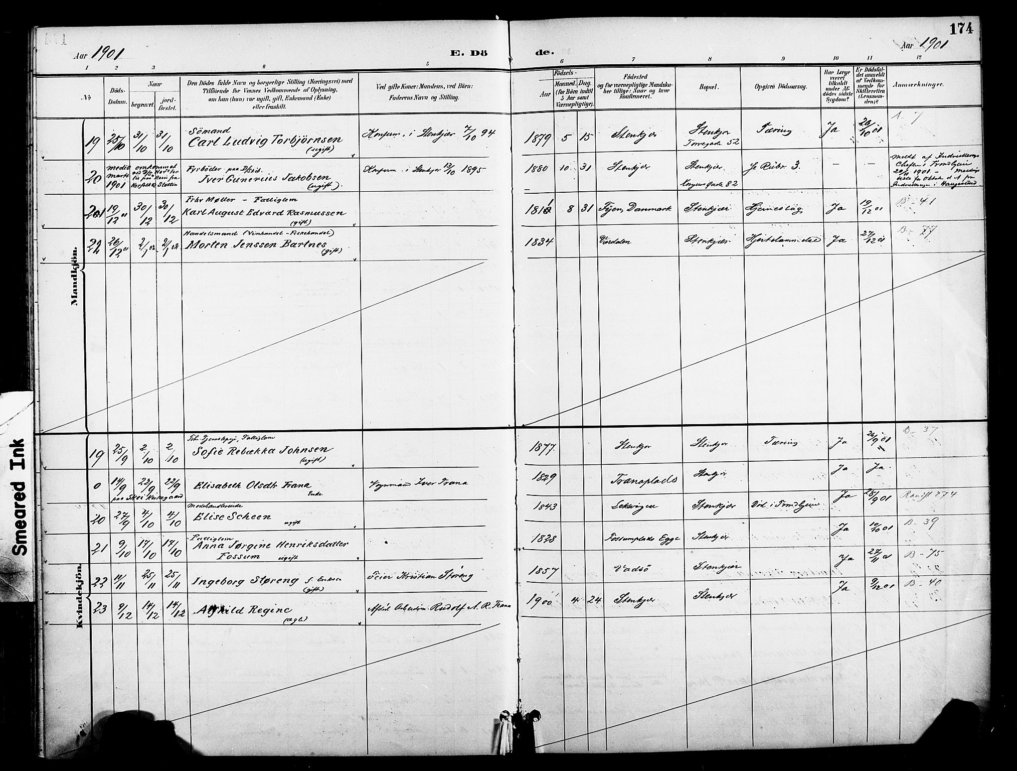 Ministerialprotokoller, klokkerbøker og fødselsregistre - Nord-Trøndelag, SAT/A-1458/739/L0372: Parish register (official) no. 739A04, 1895-1903, p. 174