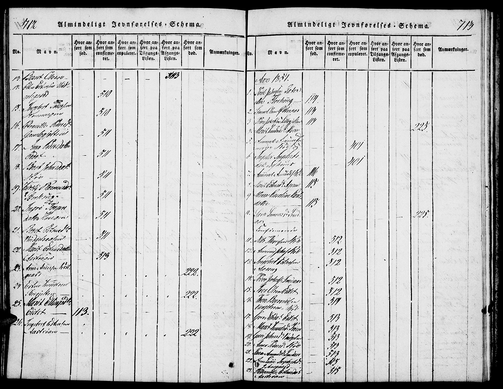 Tolga prestekontor, SAH/PREST-062/L/L0003: Parish register (copy) no. 3, 1815-1862, p. 712-713