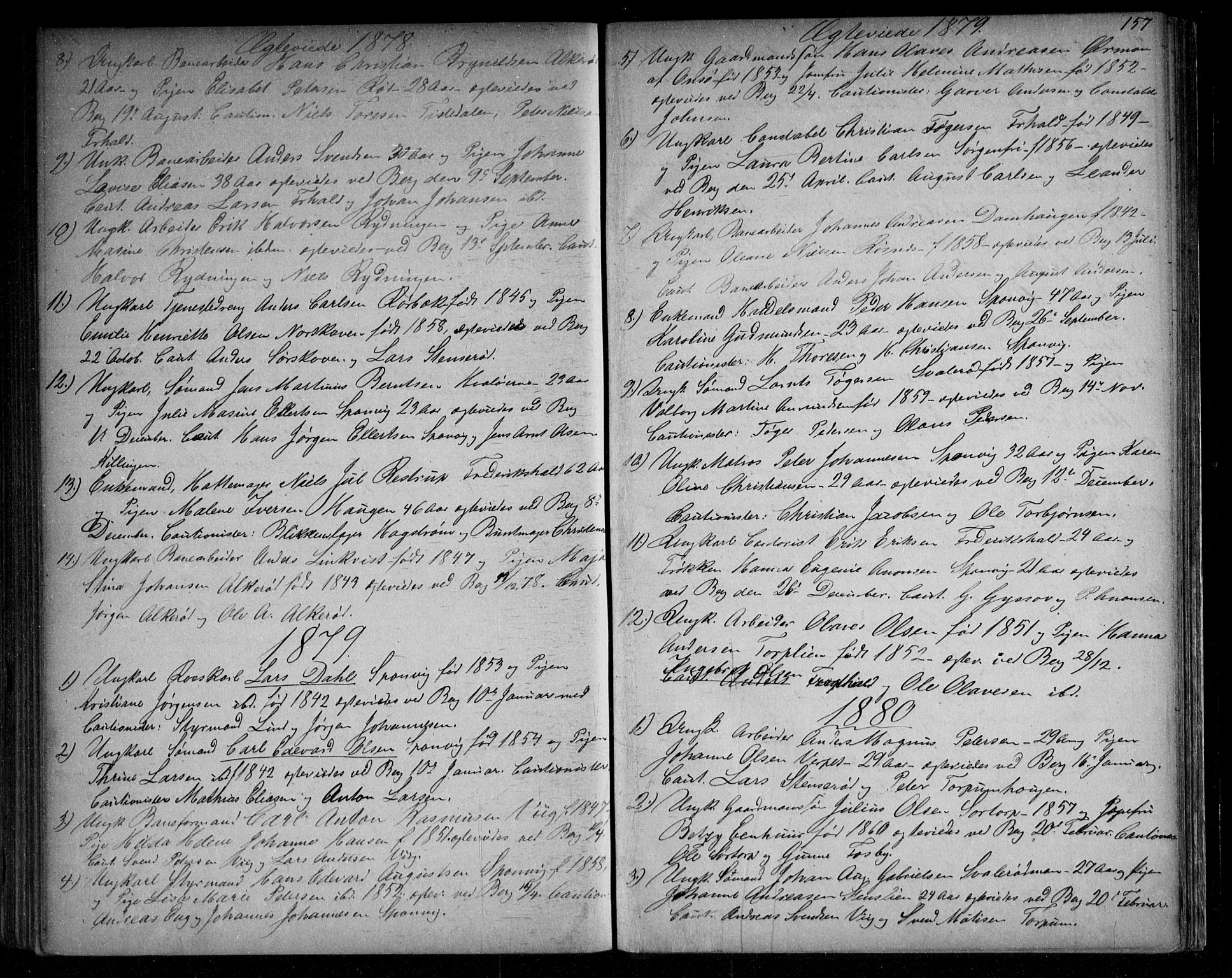 Berg prestekontor Kirkebøker, SAO/A-10902/G/Ga/L0004: Parish register (copy) no. I 4, 1867-1922, p. 157