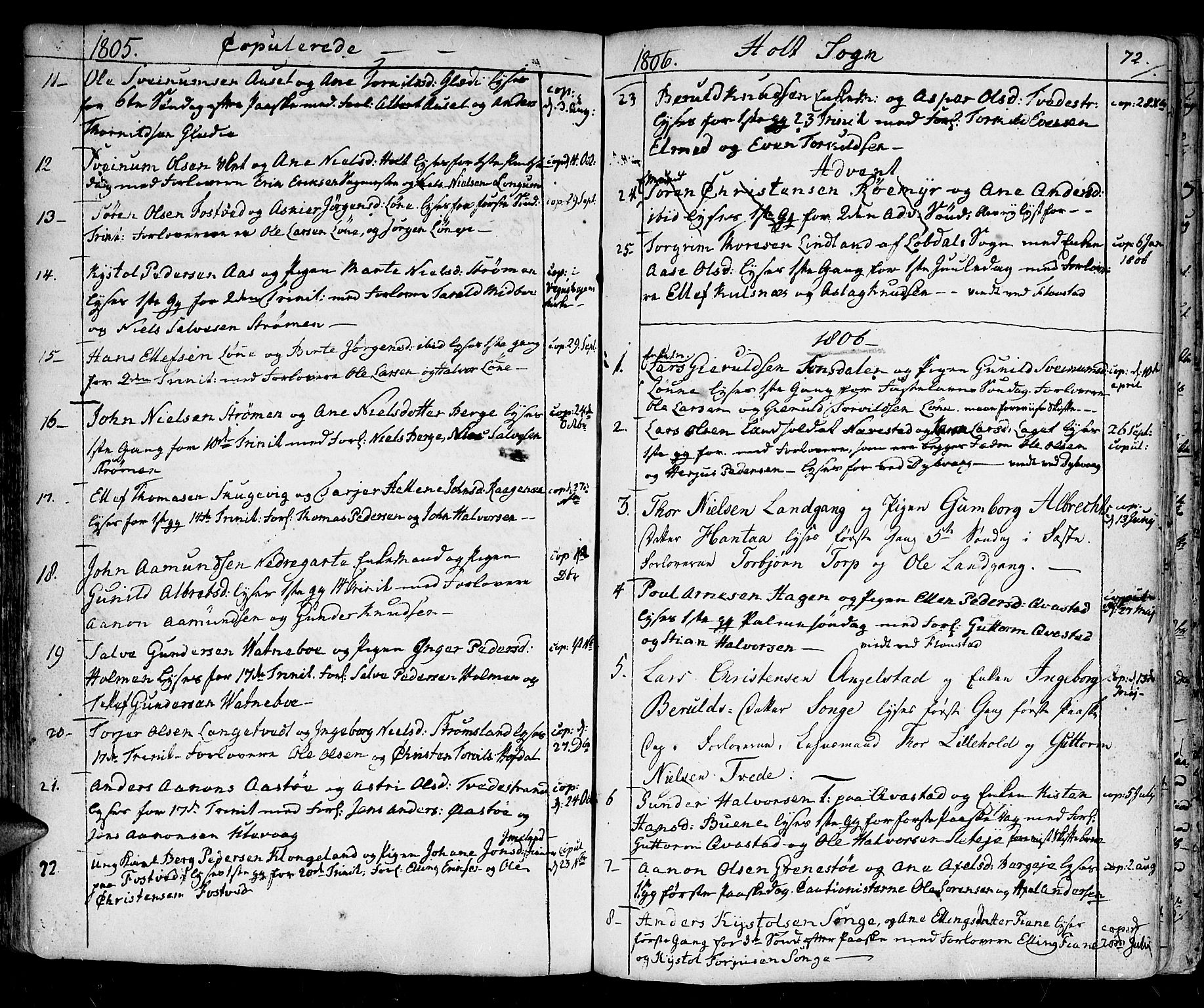 Holt sokneprestkontor, SAK/1111-0021/F/Fa/L0004: Parish register (official) no. A 4, 1799-1813, p. 72