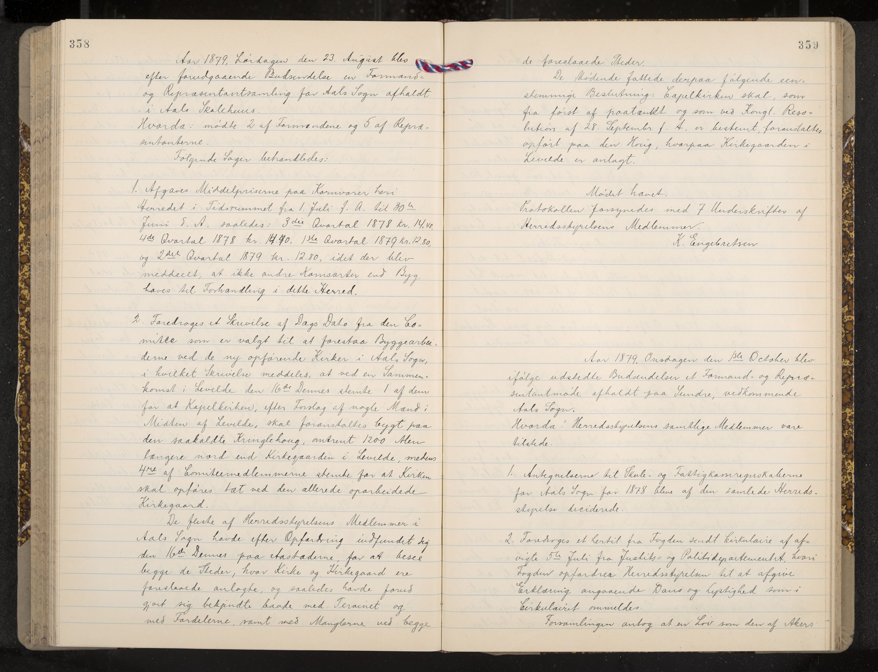 Ål formannskap og sentraladministrasjon, IKAK/0619021/A/Aa/L0003: Utskrift av møtebok, 1864-1880, p. 358-359