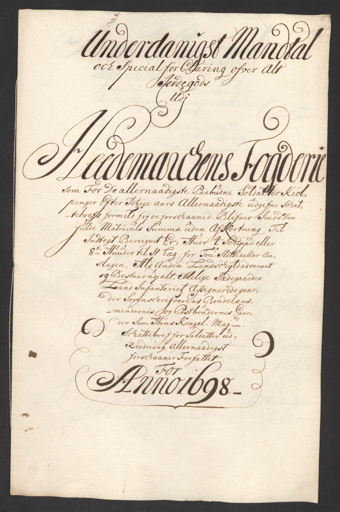 Rentekammeret inntil 1814, Reviderte regnskaper, Fogderegnskap, AV/RA-EA-4092/R16/L1037: Fogderegnskap Hedmark, 1697-1698, p. 462