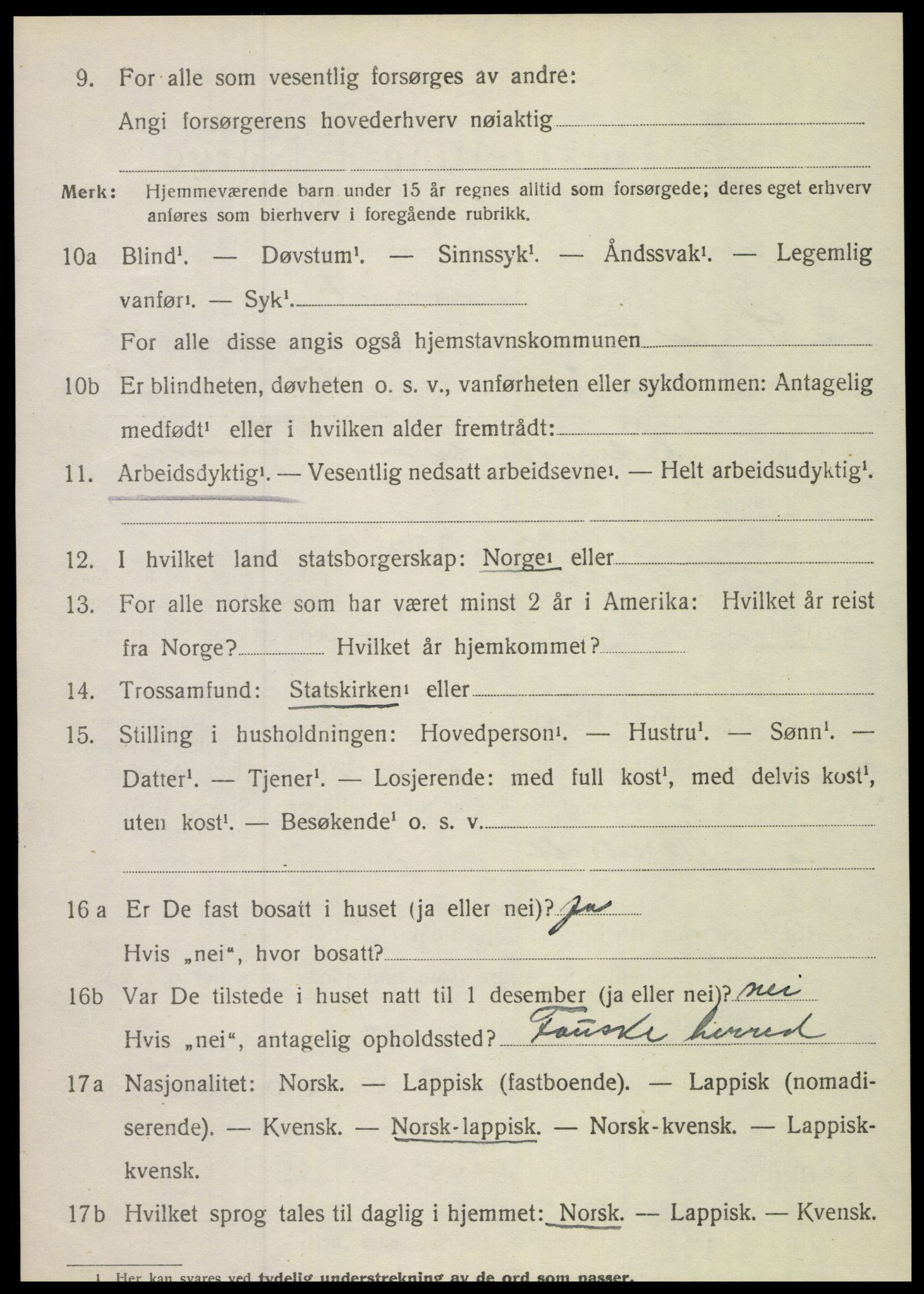 SAT, 1920 census for Sørfold, 1920, p. 4006