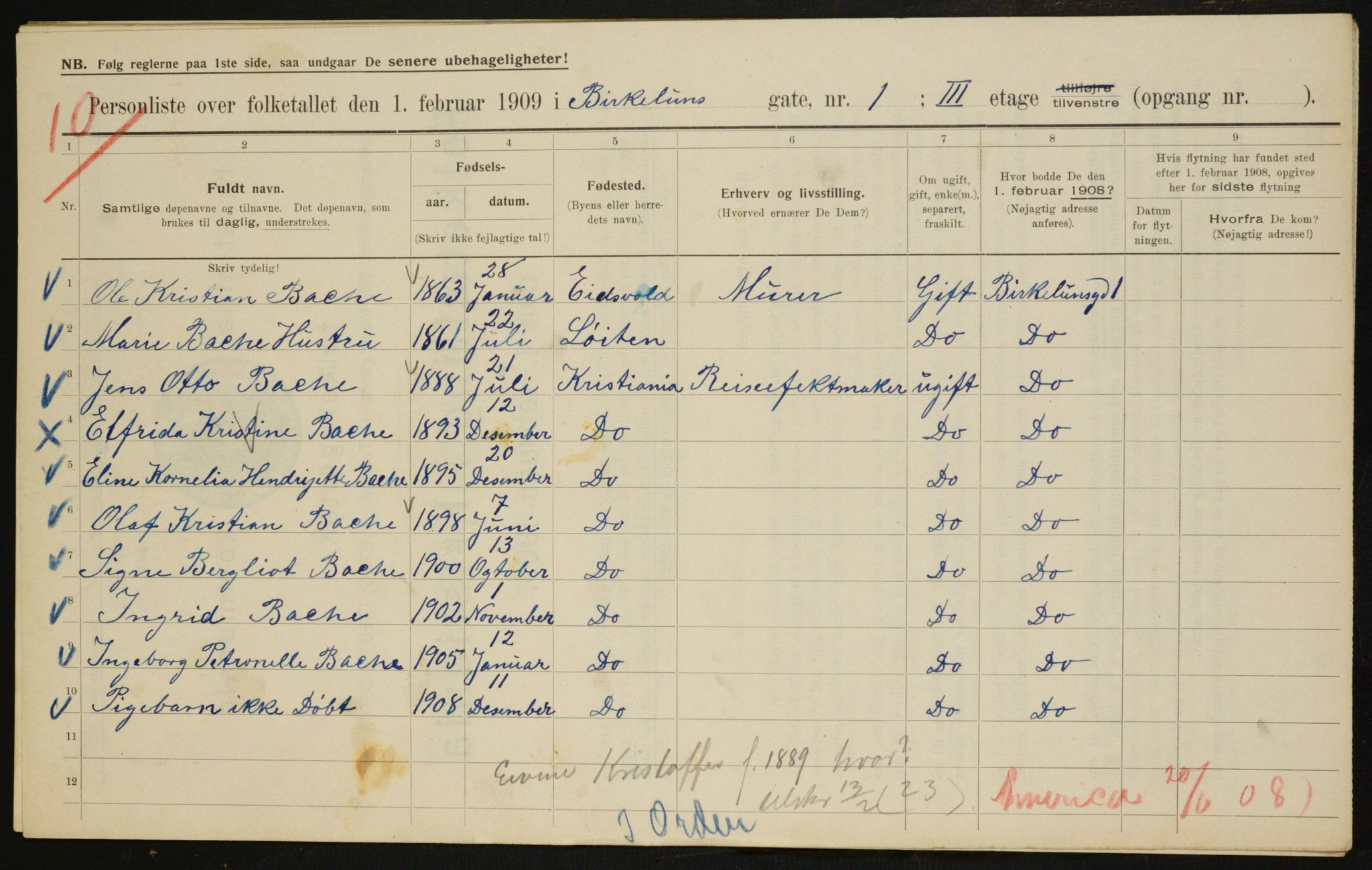 OBA, Municipal Census 1909 for Kristiania, 1909, p. 4940