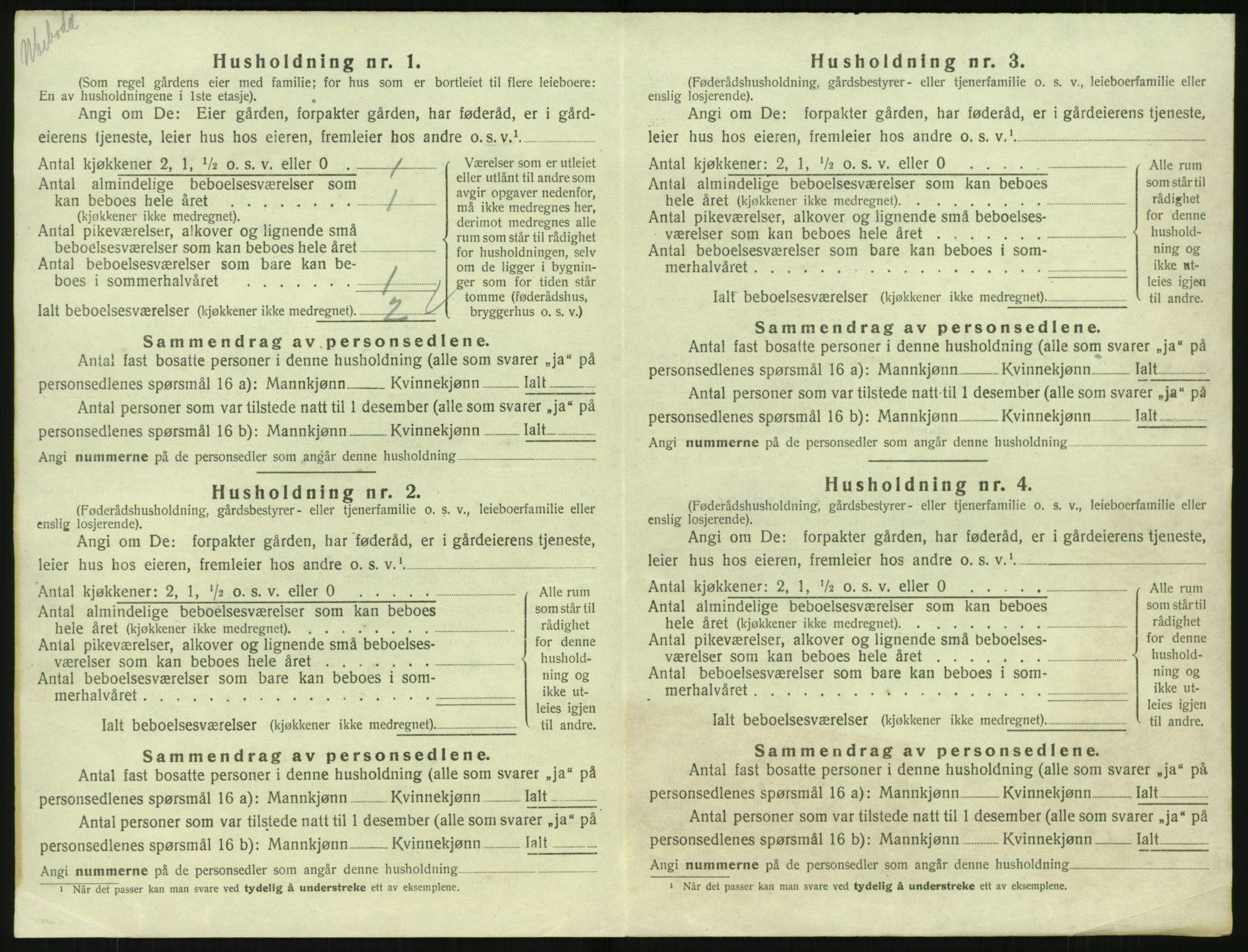 SAK, 1920 census for Feda, 1920, p. 462