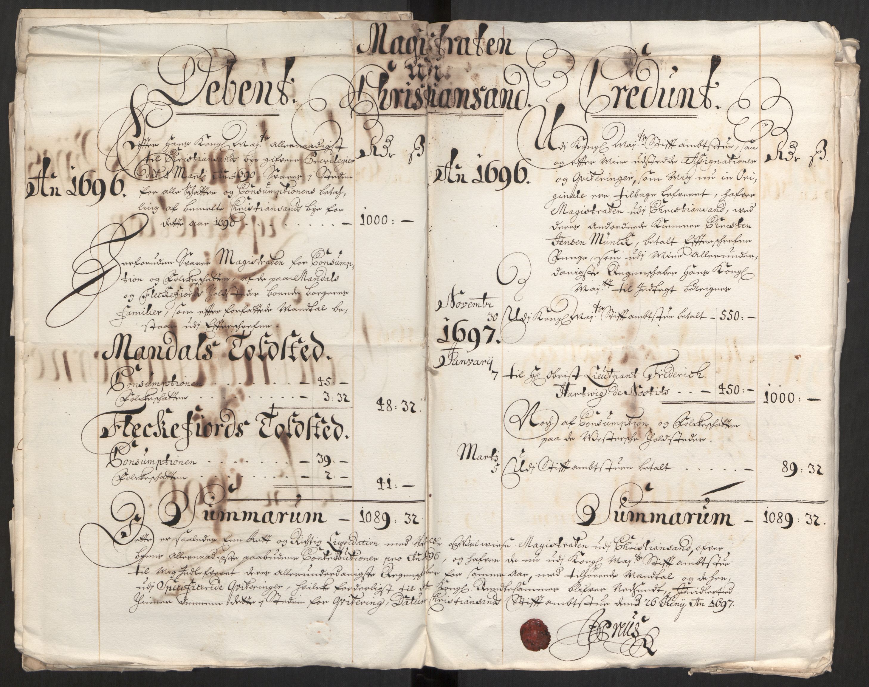 Rentekammeret inntil 1814, Reviderte regnskaper, Byregnskaper, AV/RA-EA-4066/R/Rm/L0258: [M1] Kontribusjonsregnskap, 1664-1700, p. 70