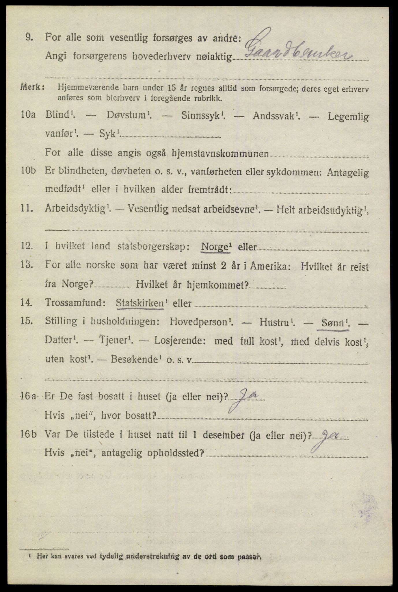 SAKO, 1920 census for Sannidal, 1920, p. 4930
