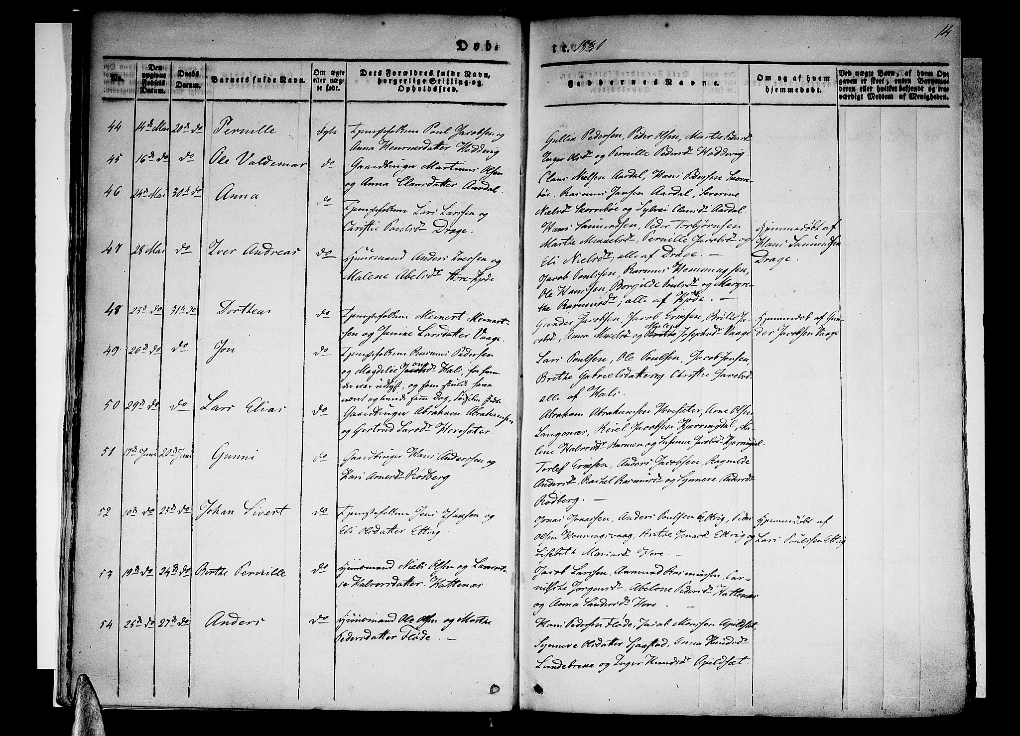 Selje sokneprestembete, SAB/A-99938/H/Ha/Haa/Haaa: Parish register (official) no. A 9, 1829-1844, p. 14