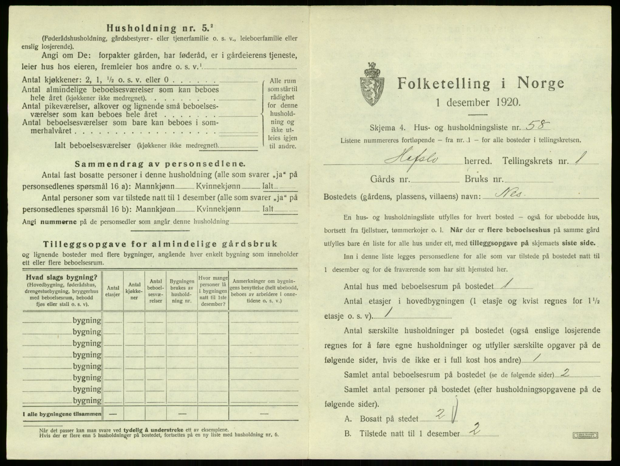 SAB, 1920 census for Hafslo, 1920, p. 150