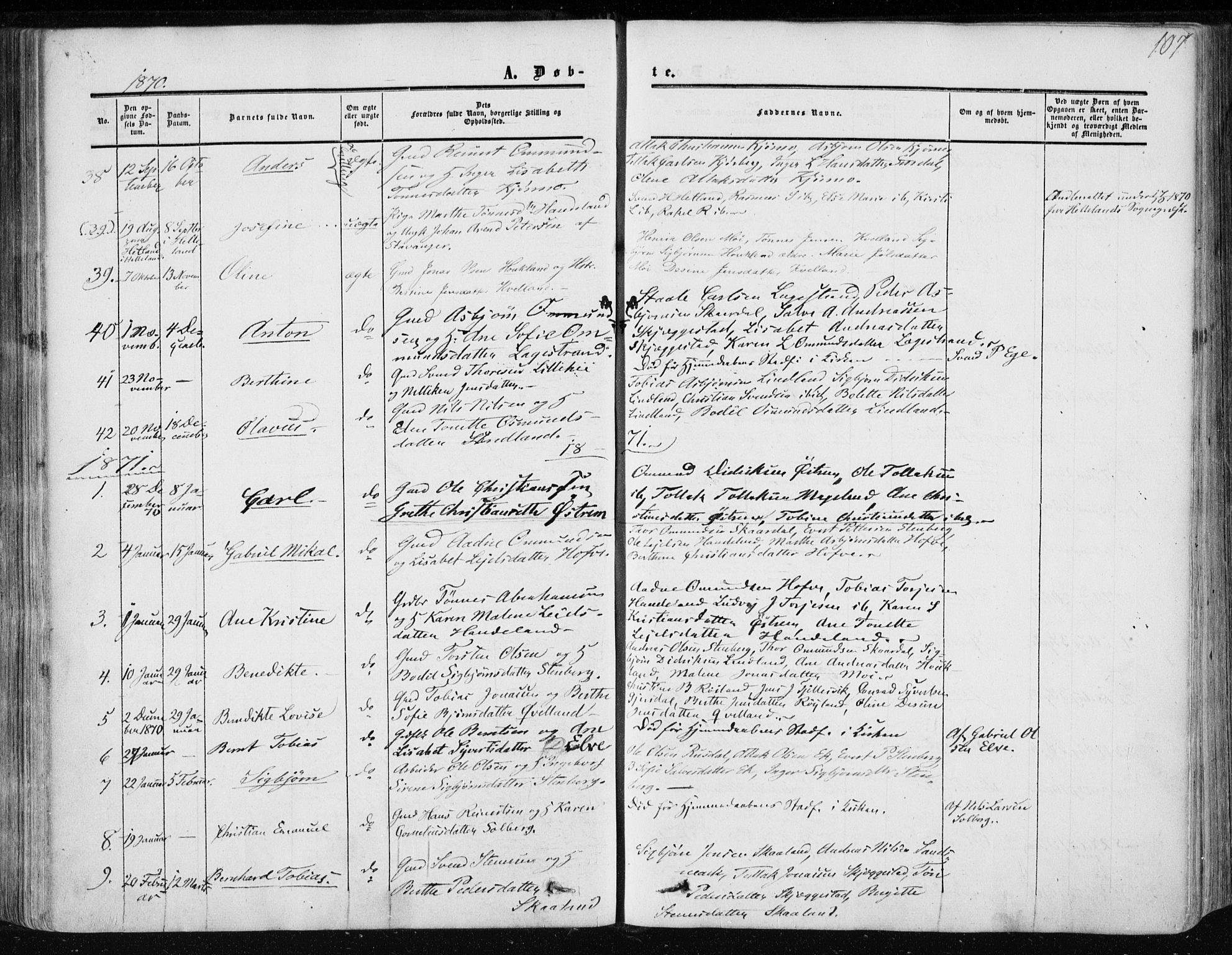 Lund sokneprestkontor, AV/SAST-A-101809/S06/L0009: Parish register (official) no. A 8, 1853-1877, p. 107