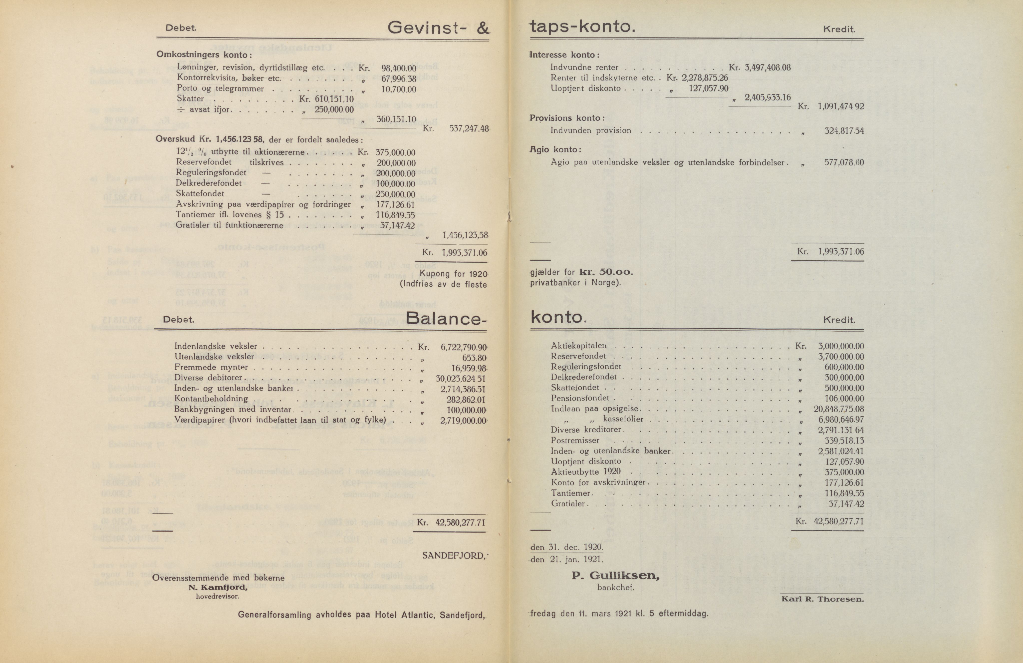 Privatbanken i Sandefjord AS, VEMU/ARS-A-1256/X/L0001: Årsberetninger, 1912-1929, p. 67