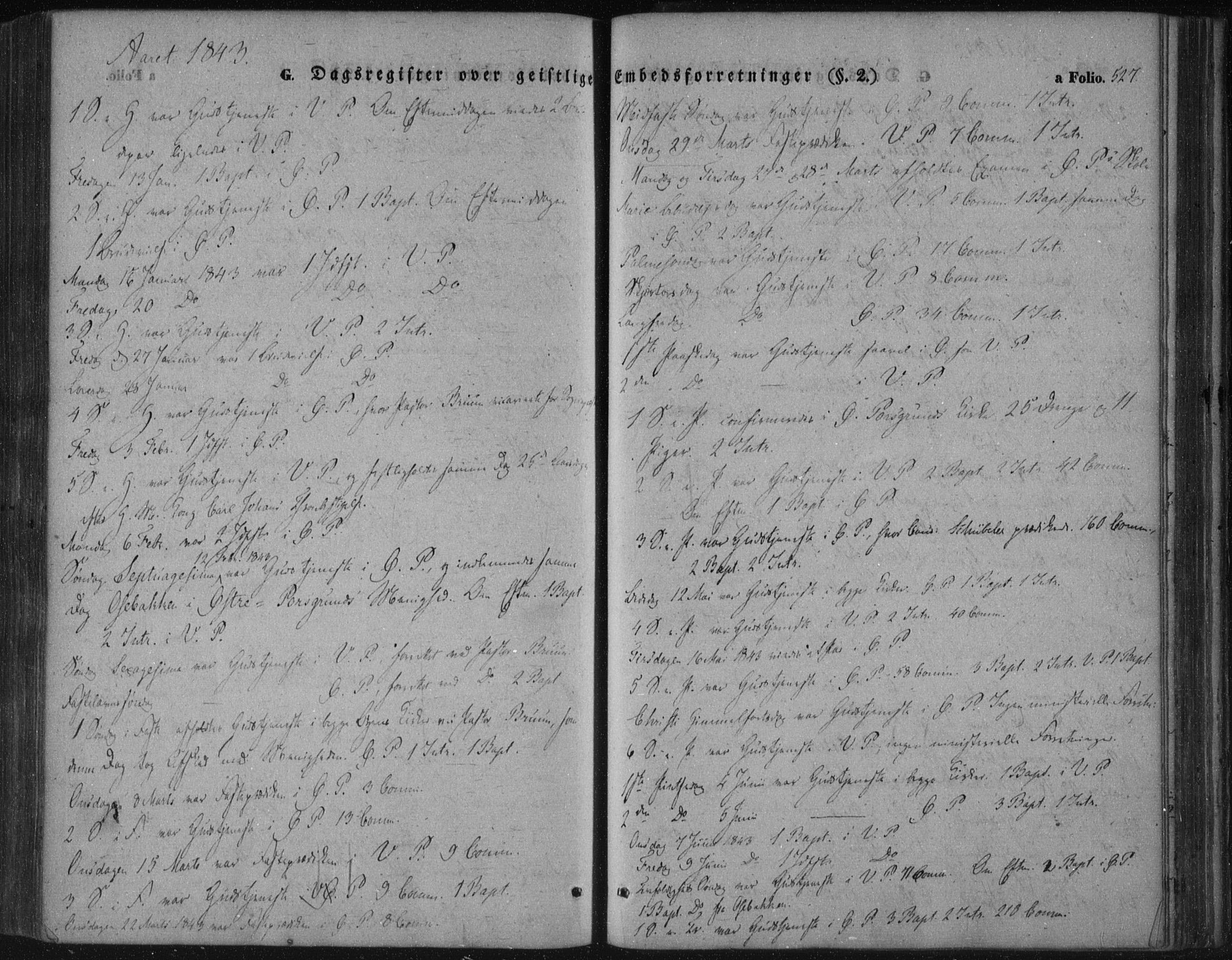 Porsgrunn kirkebøker , AV/SAKO-A-104/F/Fa/L0006: Parish register (official) no. 6, 1841-1857, p. 527