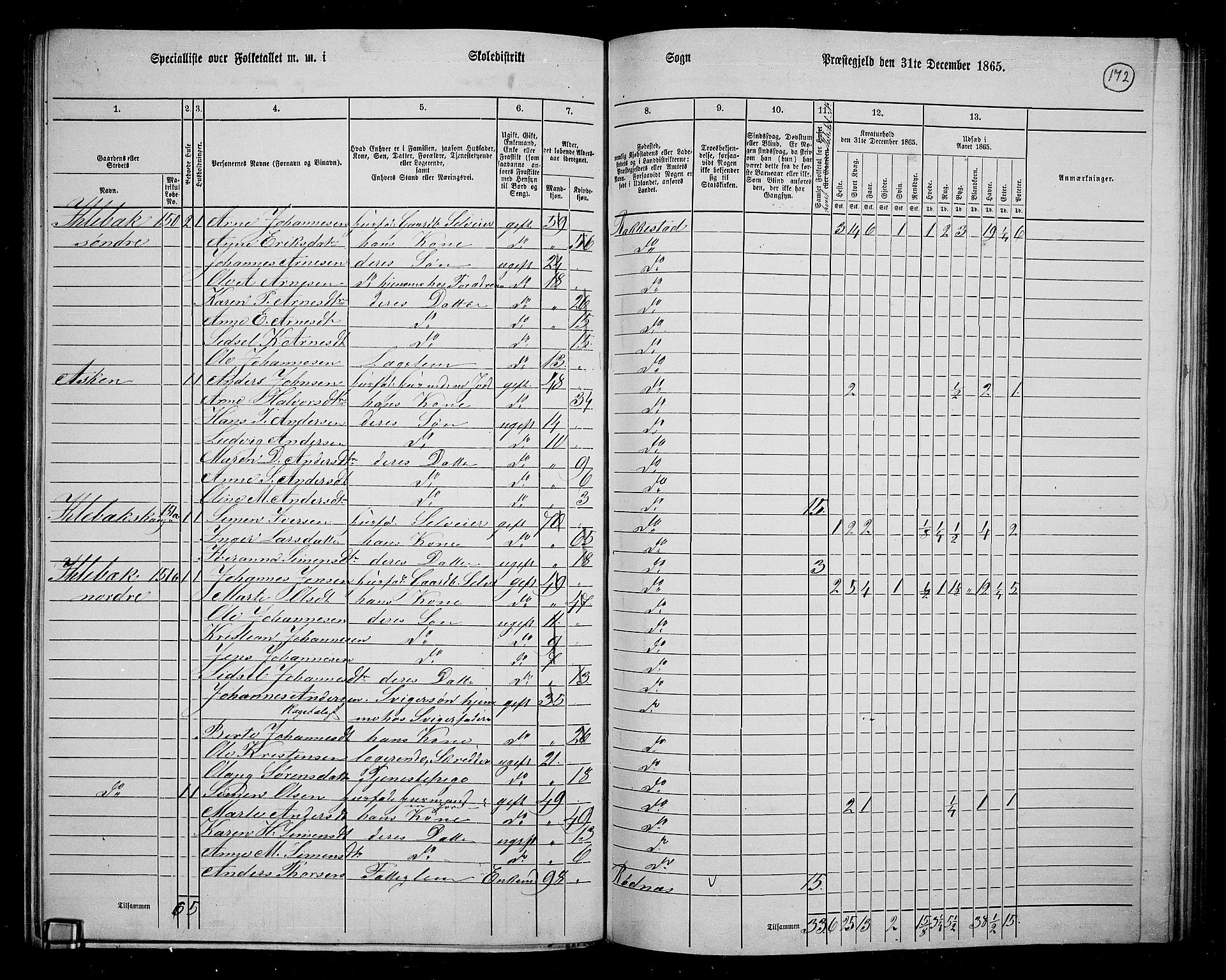 RA, 1865 census for Rakkestad, 1865, p. 164