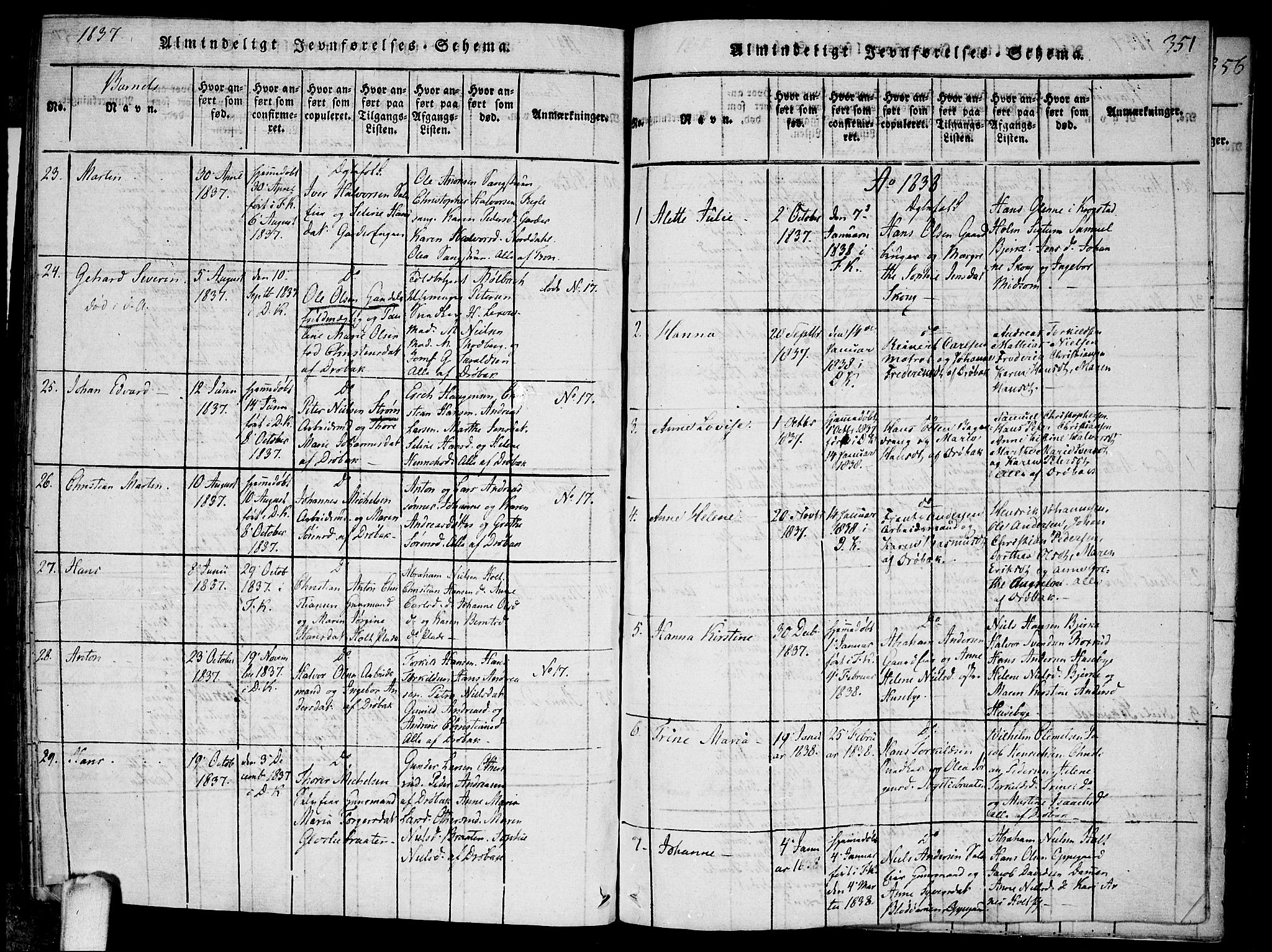 Drøbak prestekontor Kirkebøker, SAO/A-10142a/F/Fa/L0001: Parish register (official) no. I 1, 1816-1842, p. 351