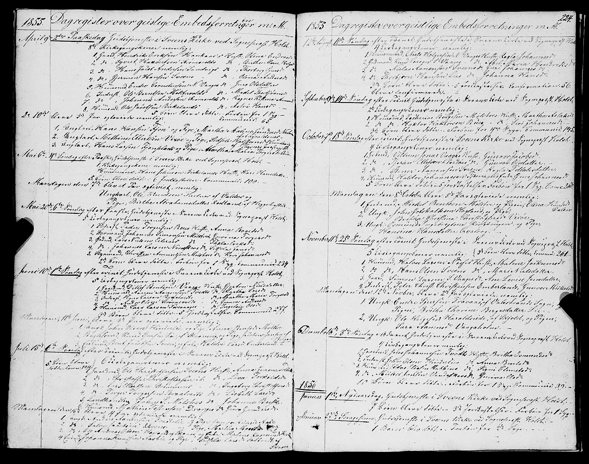 Sveio Sokneprestembete, AV/SAB-A-78501/H/Hab: Parish register (copy) no. A 1, 1851-1865, p. 224