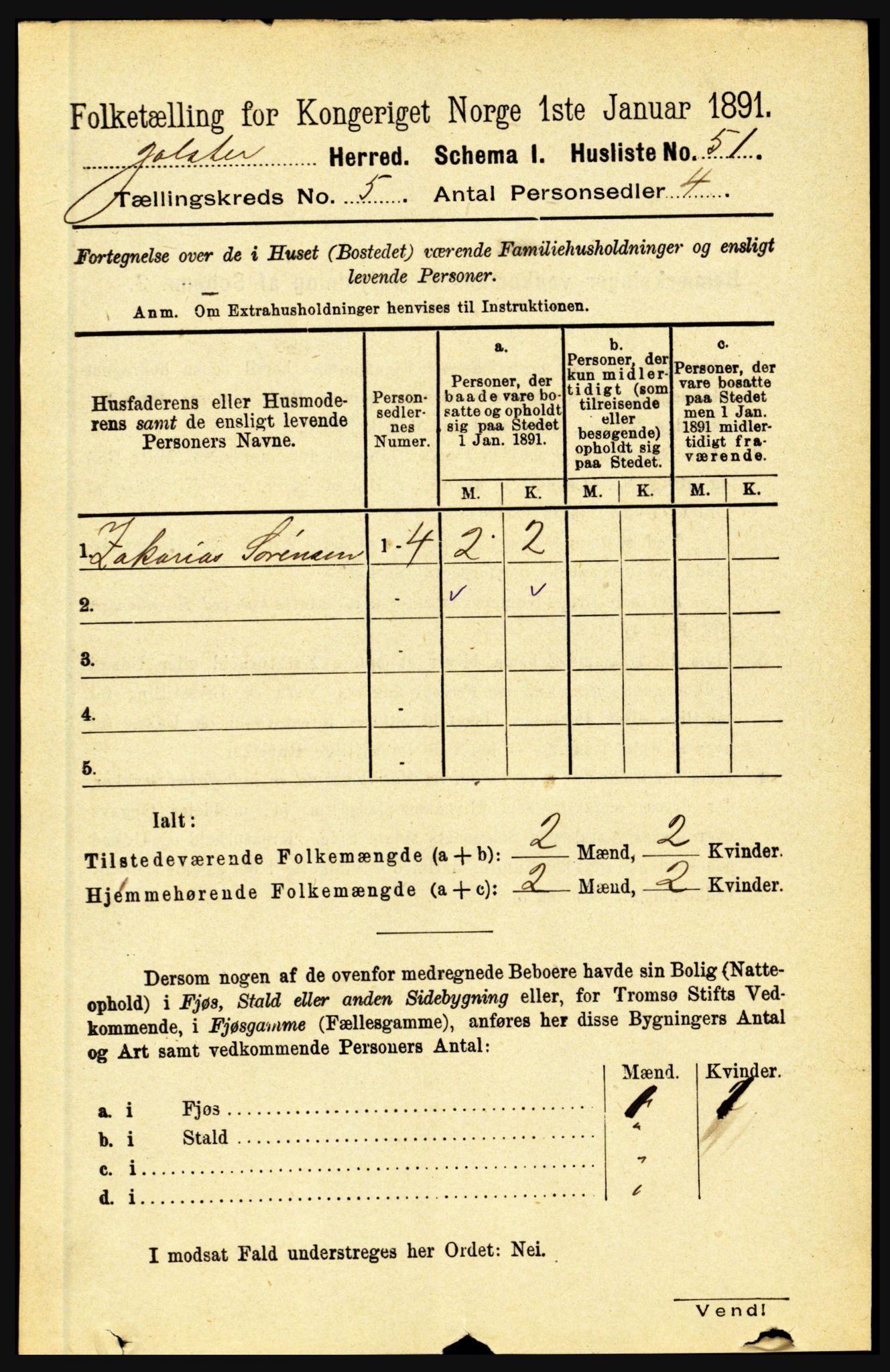 RA, 1891 census for 1431 Jølster, 1891, p. 1771