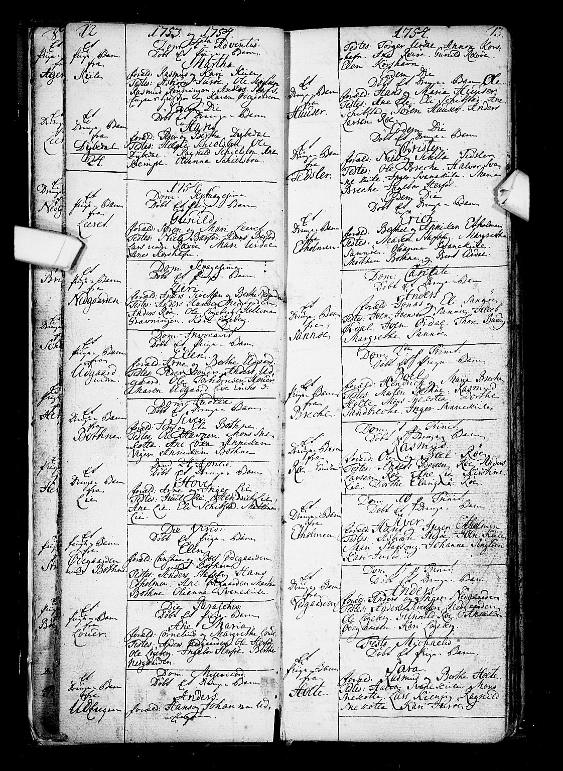 Hvaler prestekontor Kirkebøker, AV/SAO-A-2001/F/Fa/L0002: Parish register (official) no. I 2, 1749-1816, p. 12-13