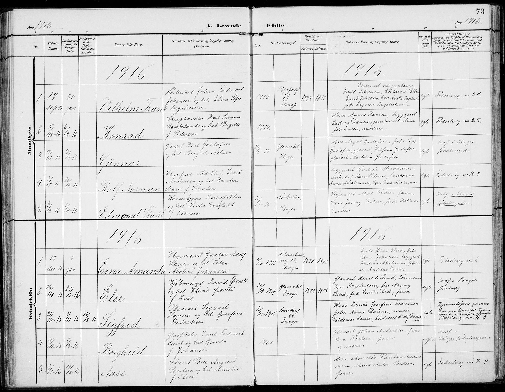 Strømsø kirkebøker, AV/SAKO-A-246/F/Fb/L0008: Parish register (official) no. II 8, 1902-1933, p. 73