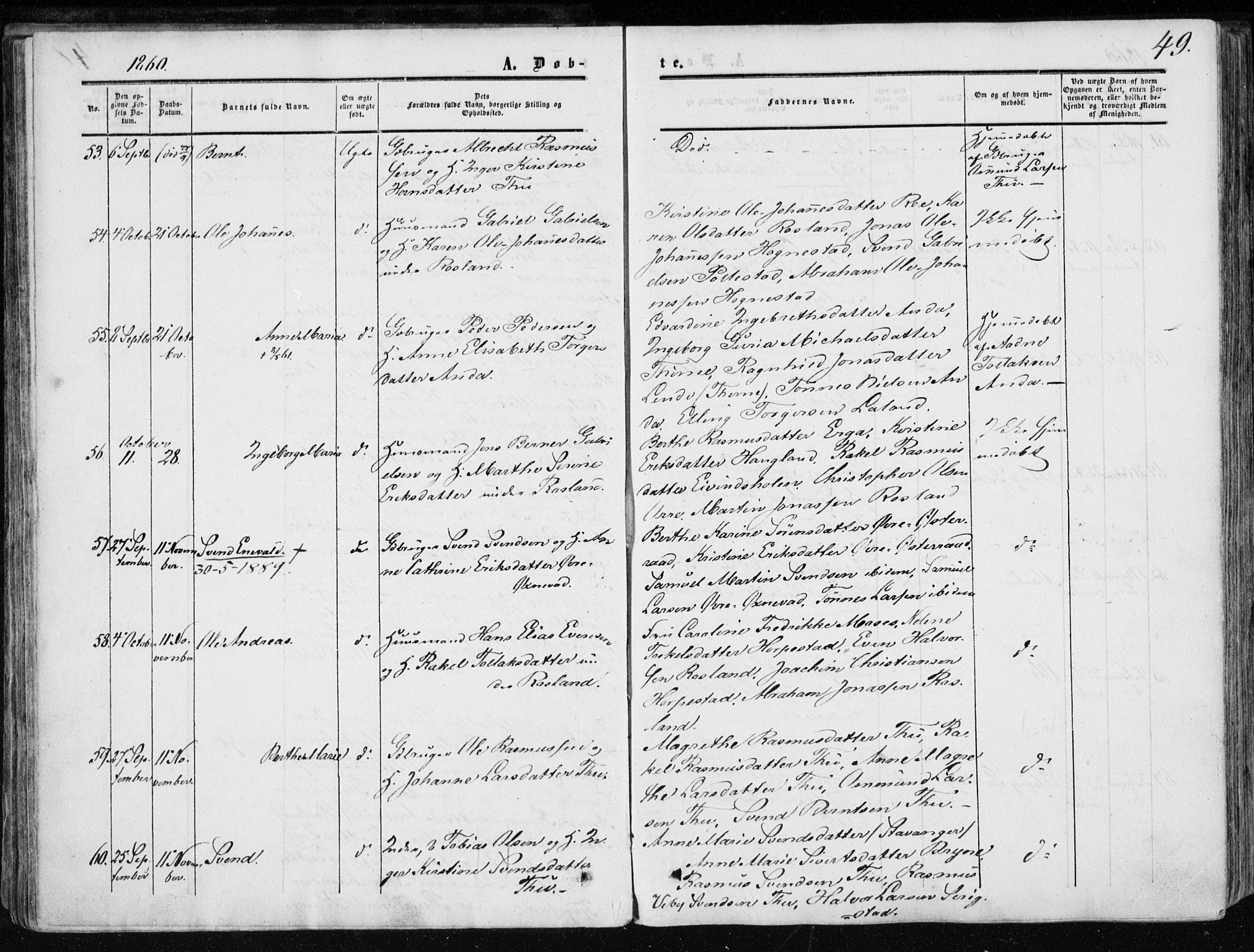 Klepp sokneprestkontor, AV/SAST-A-101803/001/3/30BA/L0005: Parish register (official) no. A 5, 1853-1870, p. 49