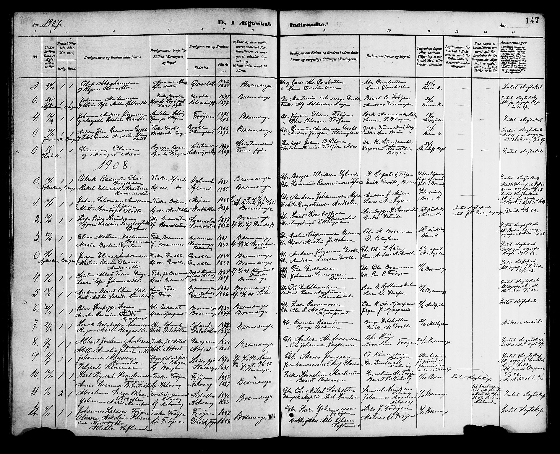 Bremanger sokneprestembete, SAB/A-82201/H/Hab/Haba/L0003: Parish register (copy) no. A 3, 1890-1908, p. 147