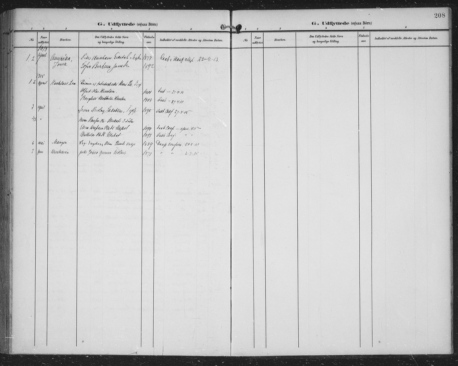 Samnanger Sokneprestembete, SAB/A-77501/H/Haa: Parish register (official) no. A 2, 1902-1918, p. 208