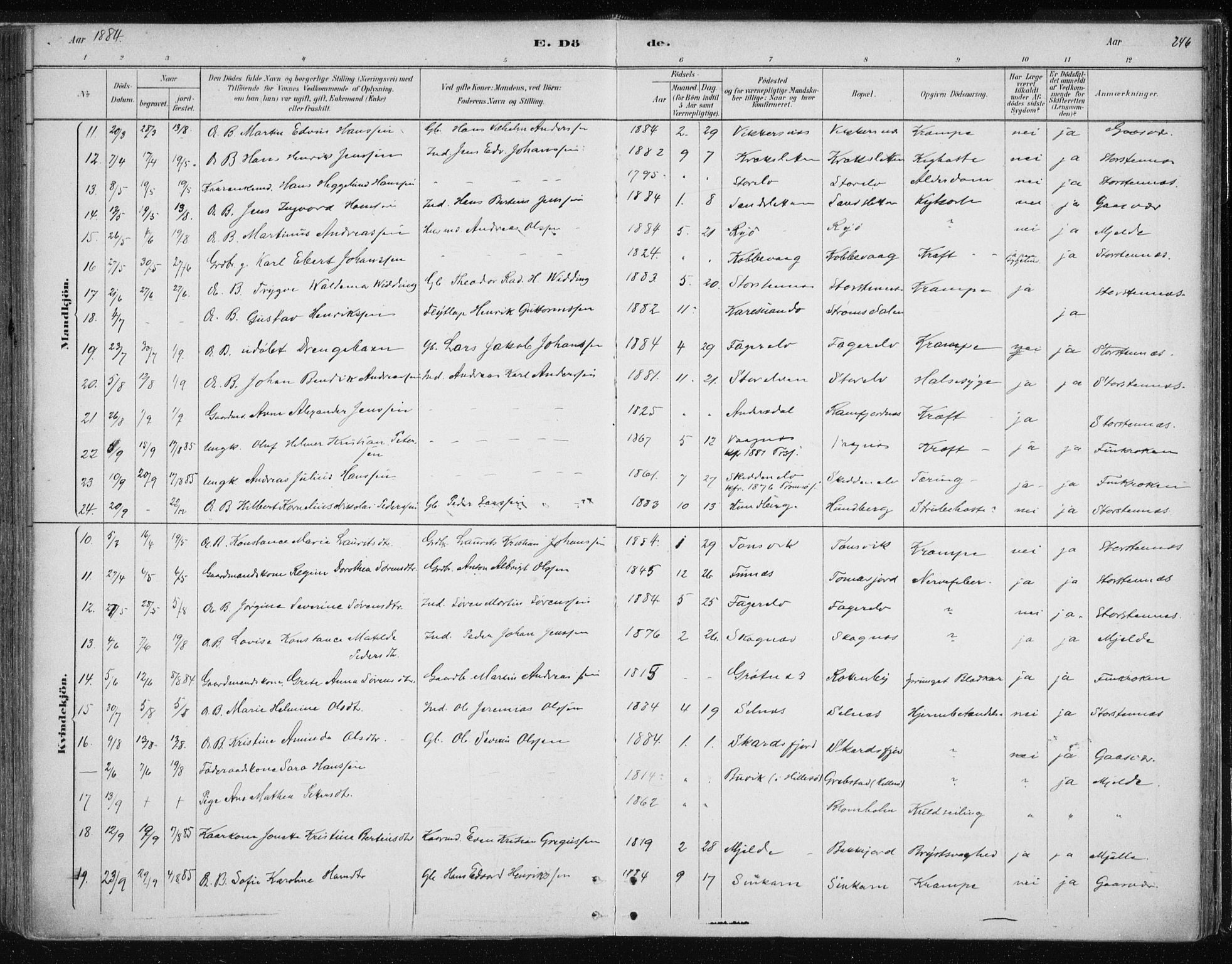 Tromsøysund sokneprestkontor, SATØ/S-1304/G/Ga/L0004kirke: Parish register (official) no. 4, 1880-1888, p. 246