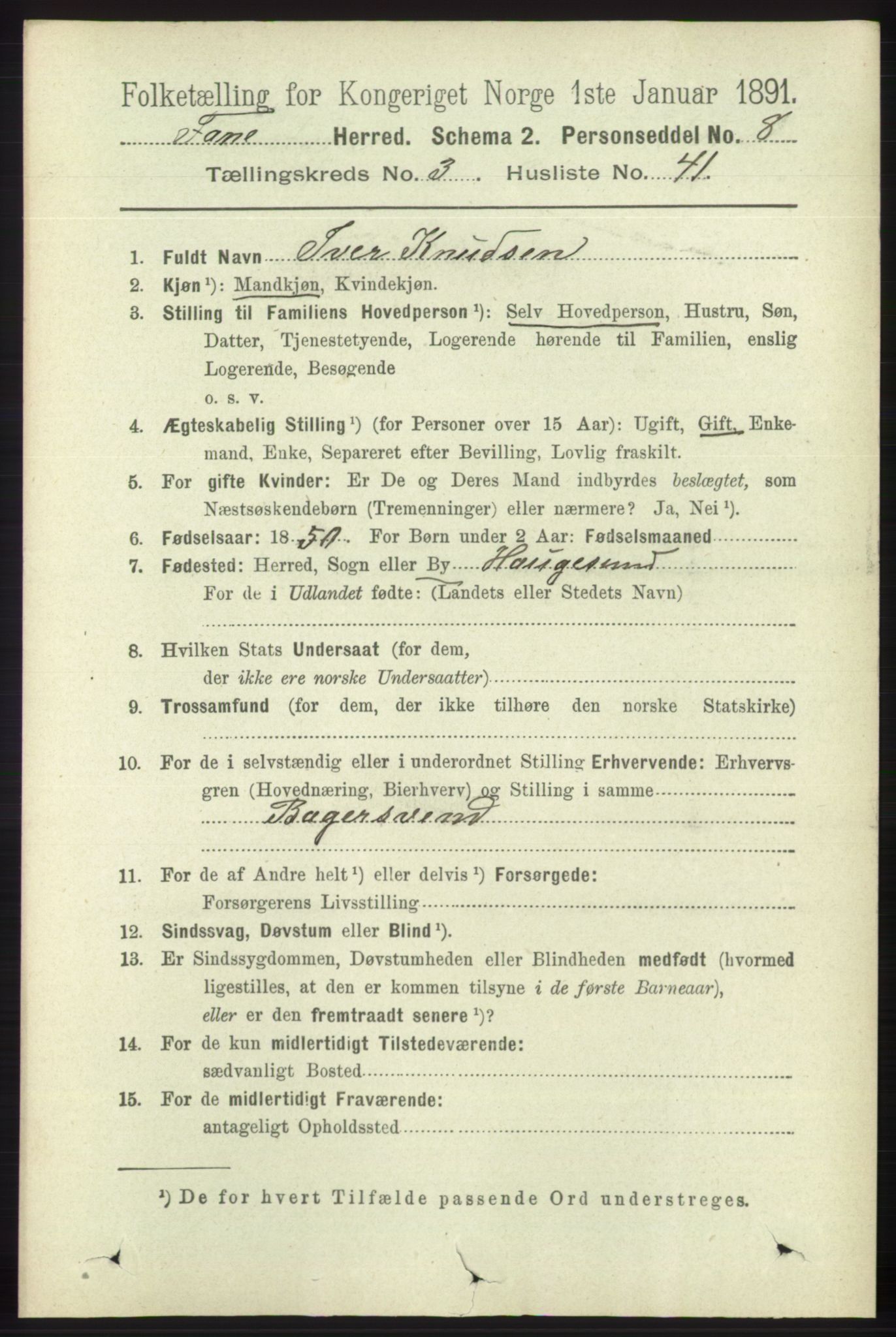 RA, 1891 census for 1249 Fana, 1891, p. 1251