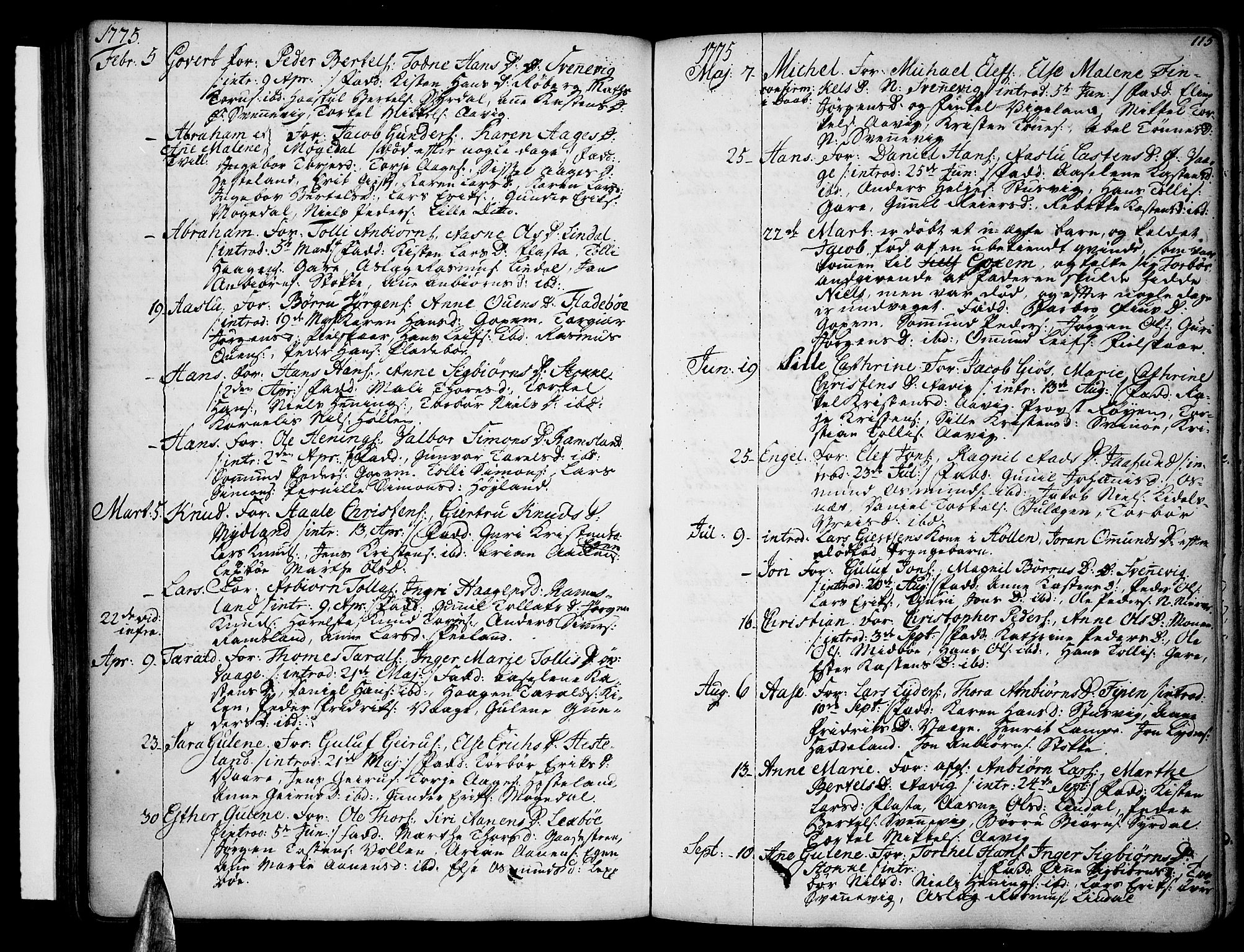 Sør-Audnedal sokneprestkontor, AV/SAK-1111-0039/F/Fa/Fab/L0002: Parish register (official) no. A 2 /2, 1770-1804, p. 115