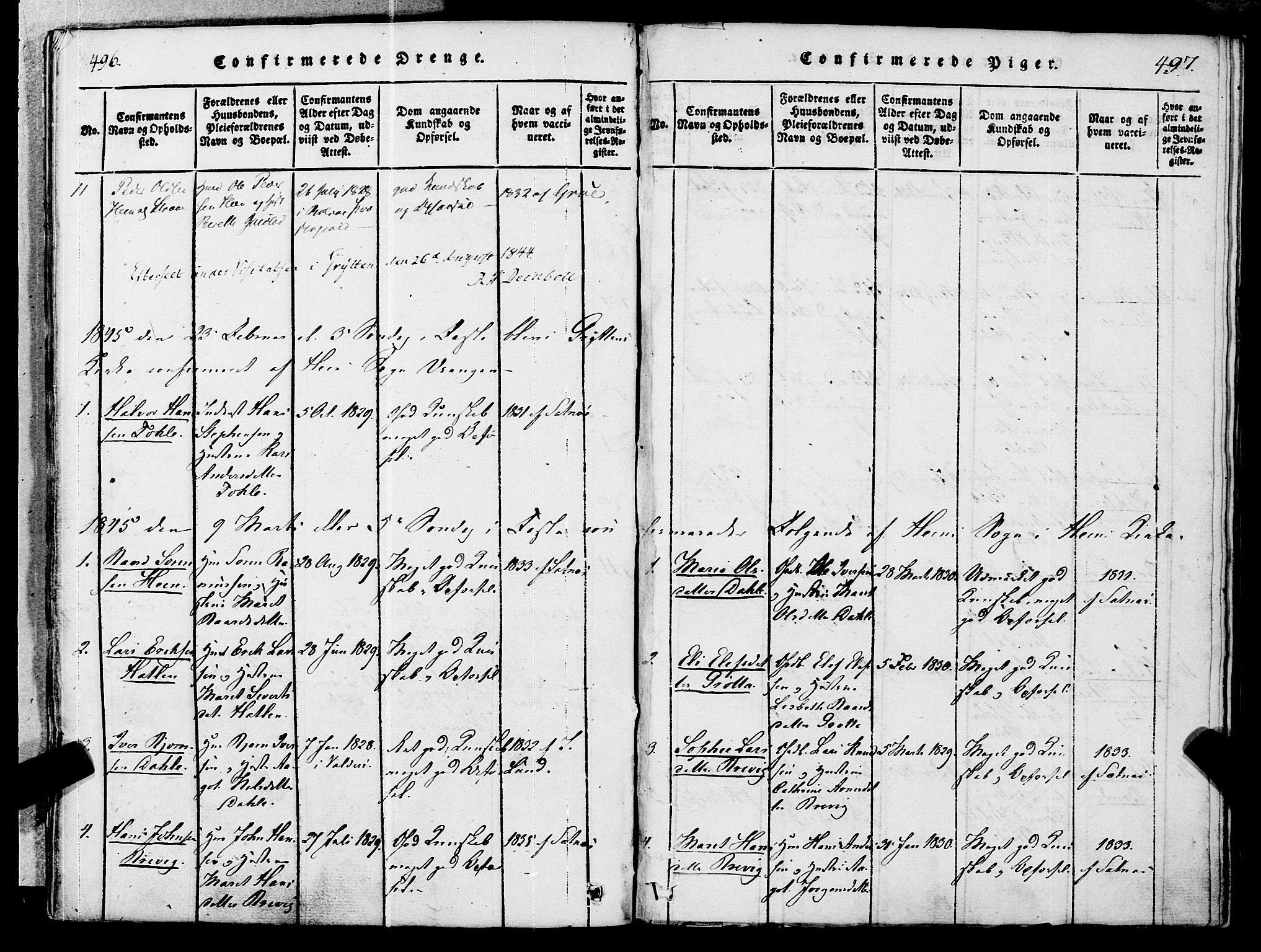 Ministerialprotokoller, klokkerbøker og fødselsregistre - Møre og Romsdal, SAT/A-1454/545/L0585: Parish register (official) no. 545A01, 1818-1853, p. 496-497