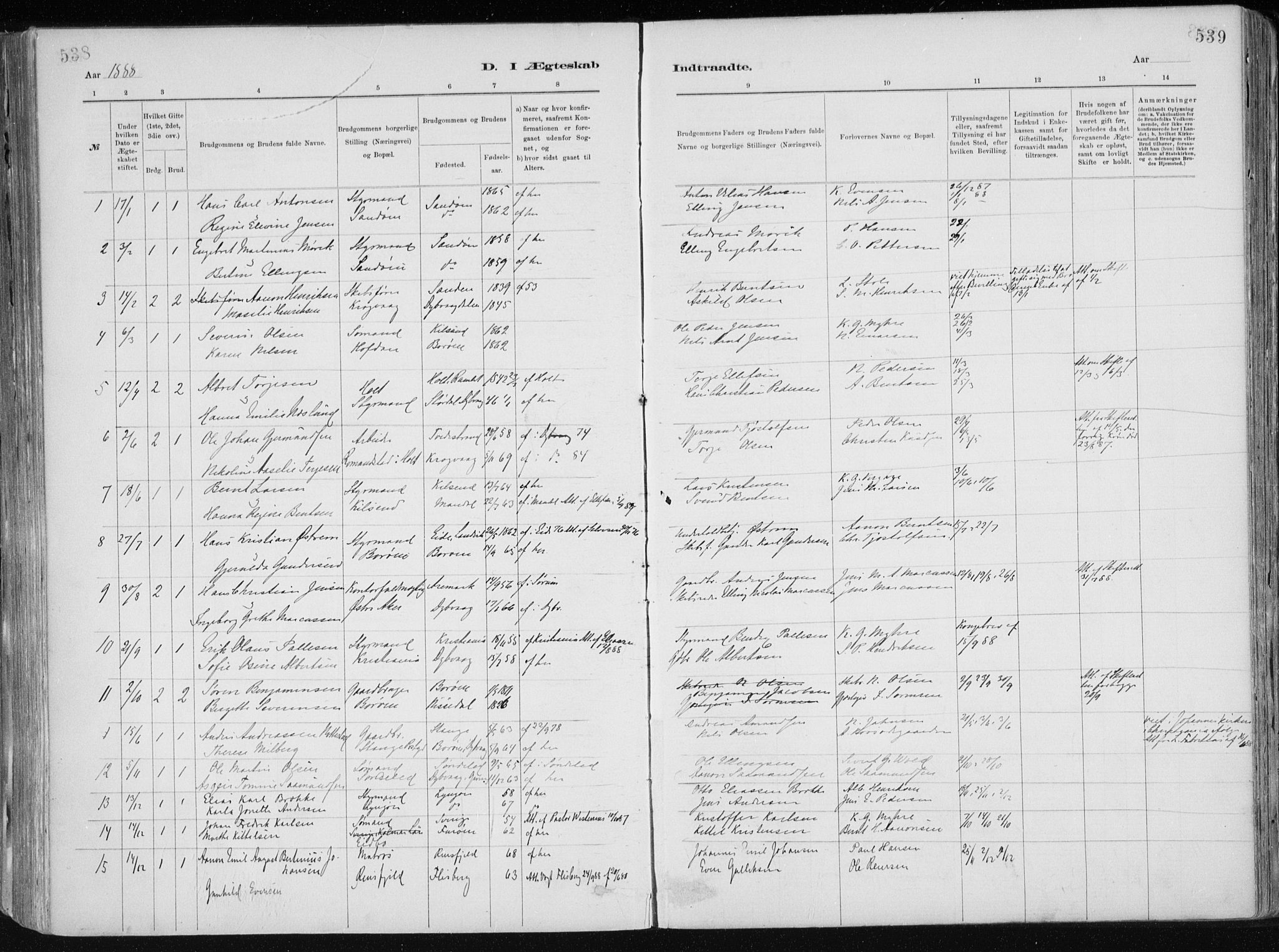 Dypvåg sokneprestkontor, SAK/1111-0007/F/Fa/Faa/L0008: Parish register (official) no. A 8, 1885-1906, p. 538-539