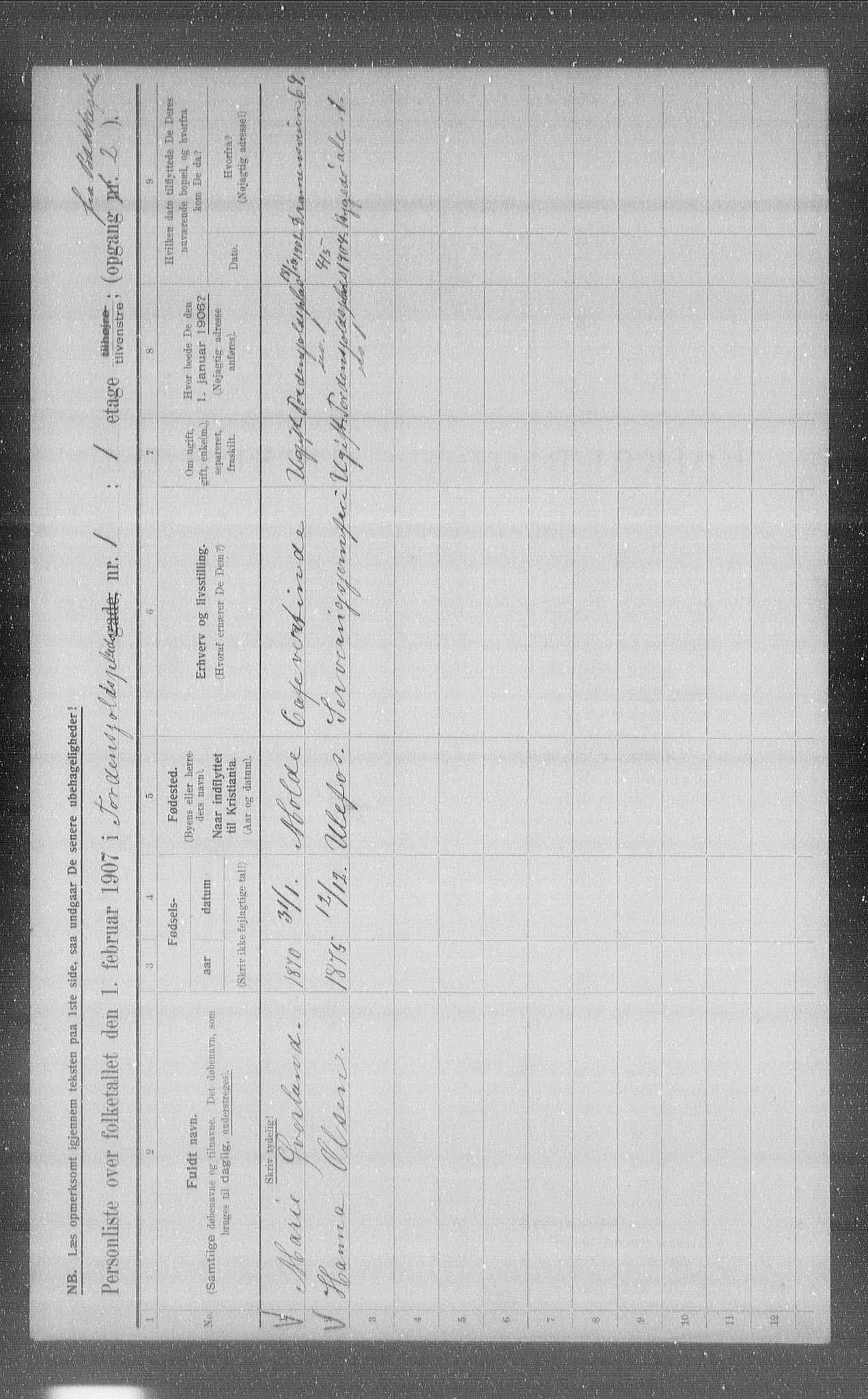 OBA, Municipal Census 1907 for Kristiania, 1907, p. 57874