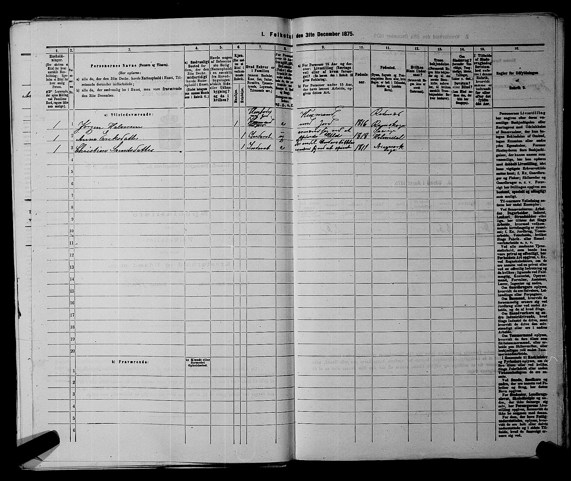 RA, 1875 census for 0118P Aremark, 1875, p. 182