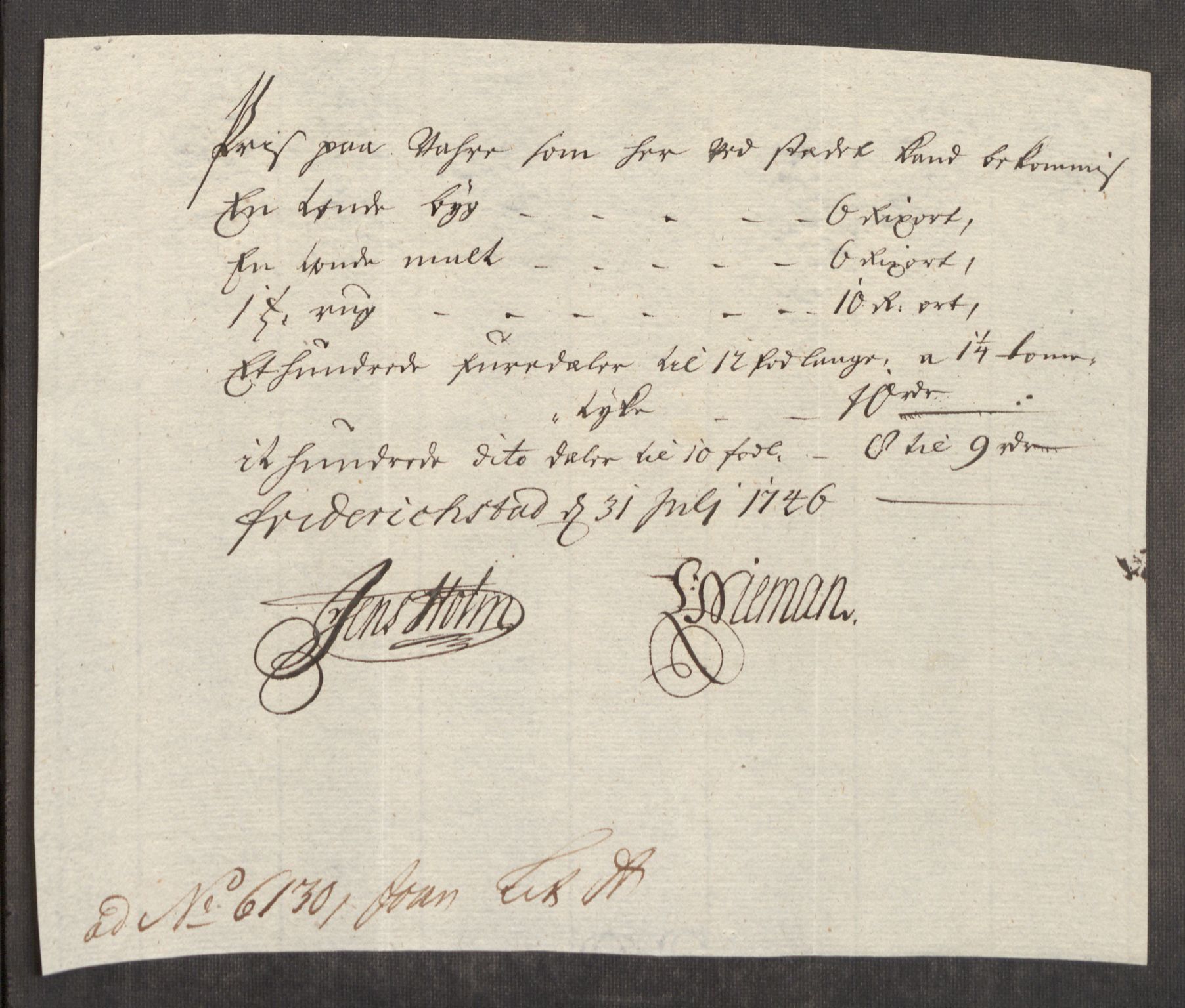 Rentekammeret inntil 1814, Realistisk ordnet avdeling, AV/RA-EA-4070/Oe/L0003: [Ø1]: Priskuranter, 1745-1748, p. 245